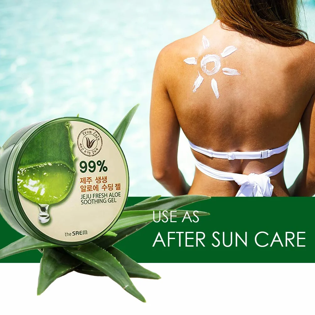 Gel d'Aloe Vera Coréen Naturel 100% - 300 ml - Crème Hydratante pour le Visage, Soin Après-Soleil