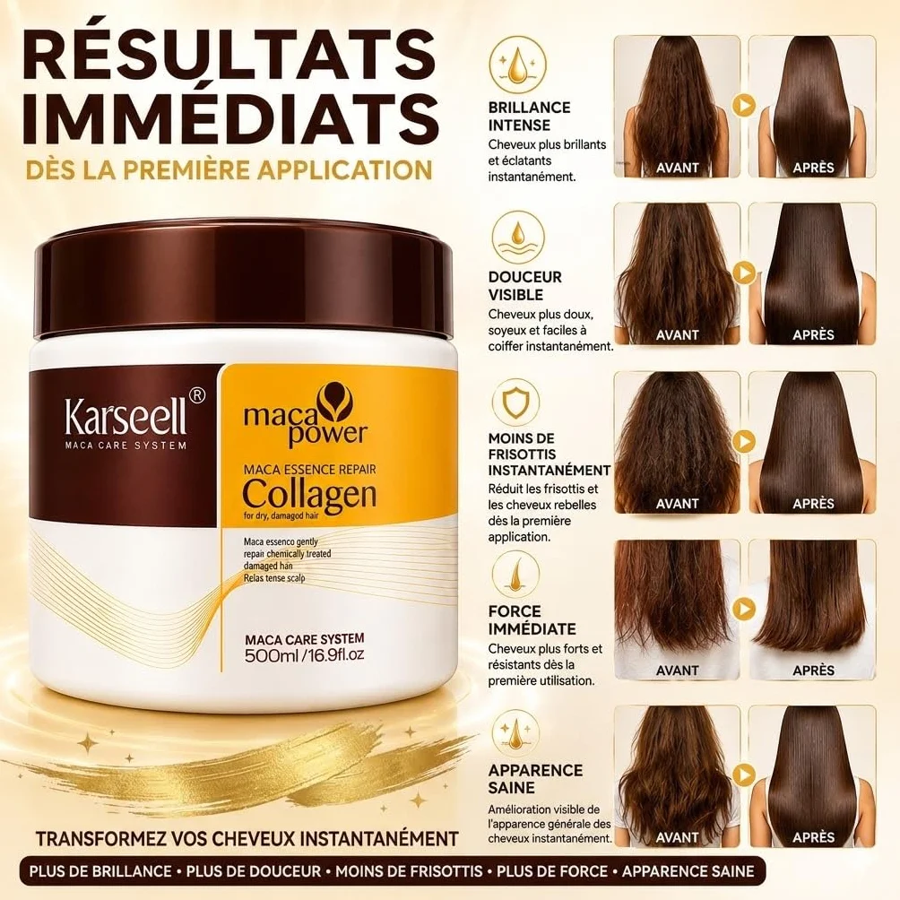 Karseell MACA CARE SYSTEM Masque Cheveux Professionnel Collagène 500ml