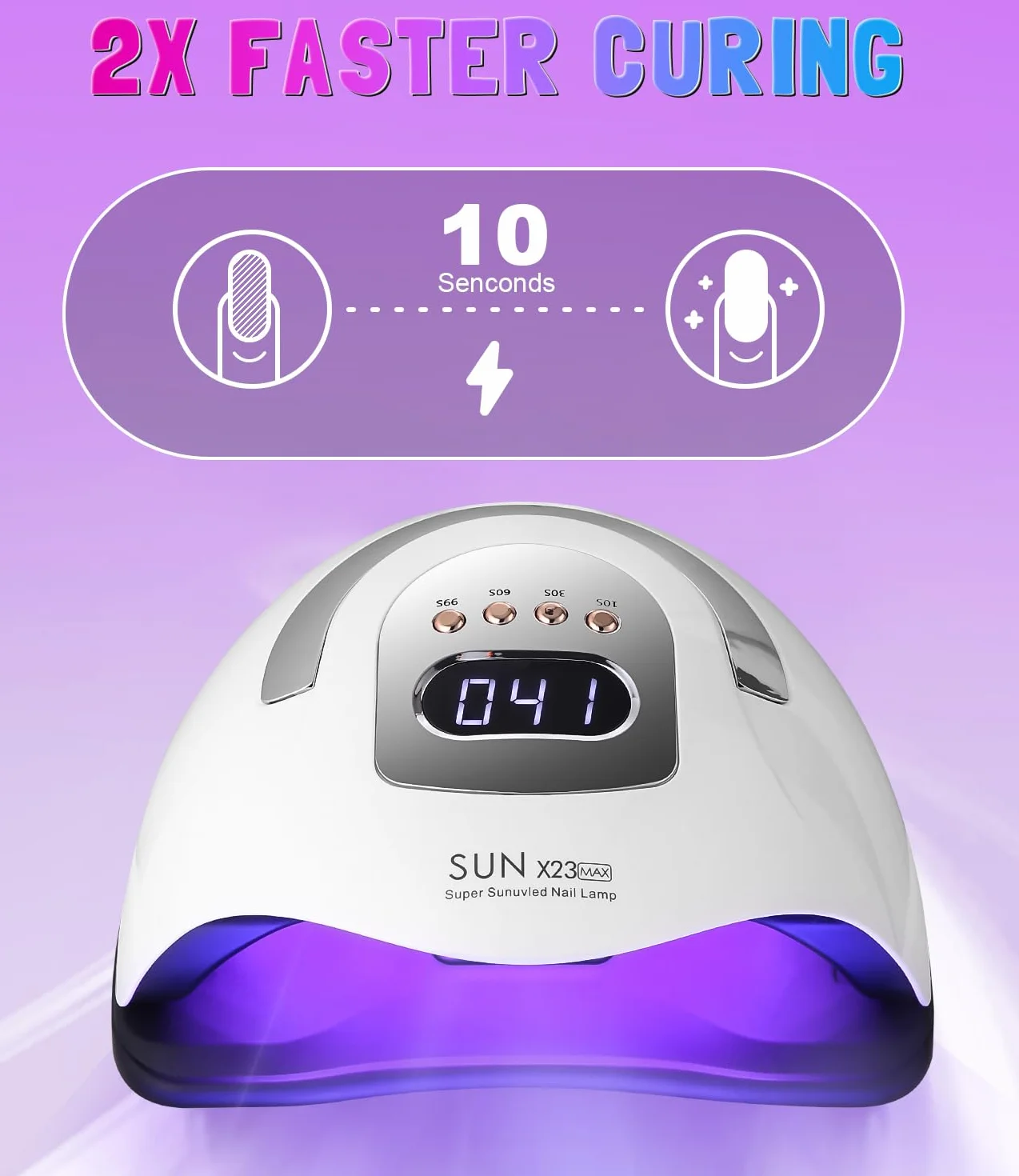 Lampe UV LED Ongles Gel 380W, Professionnel Sèche Ongles Automatique, Séchage Rapide, 81 LED Lampe, Grand LCD Ecran, 4 Minuteries 10s/30s/60s/99s pour Vernis Semi Permanent, Gel et Vernis