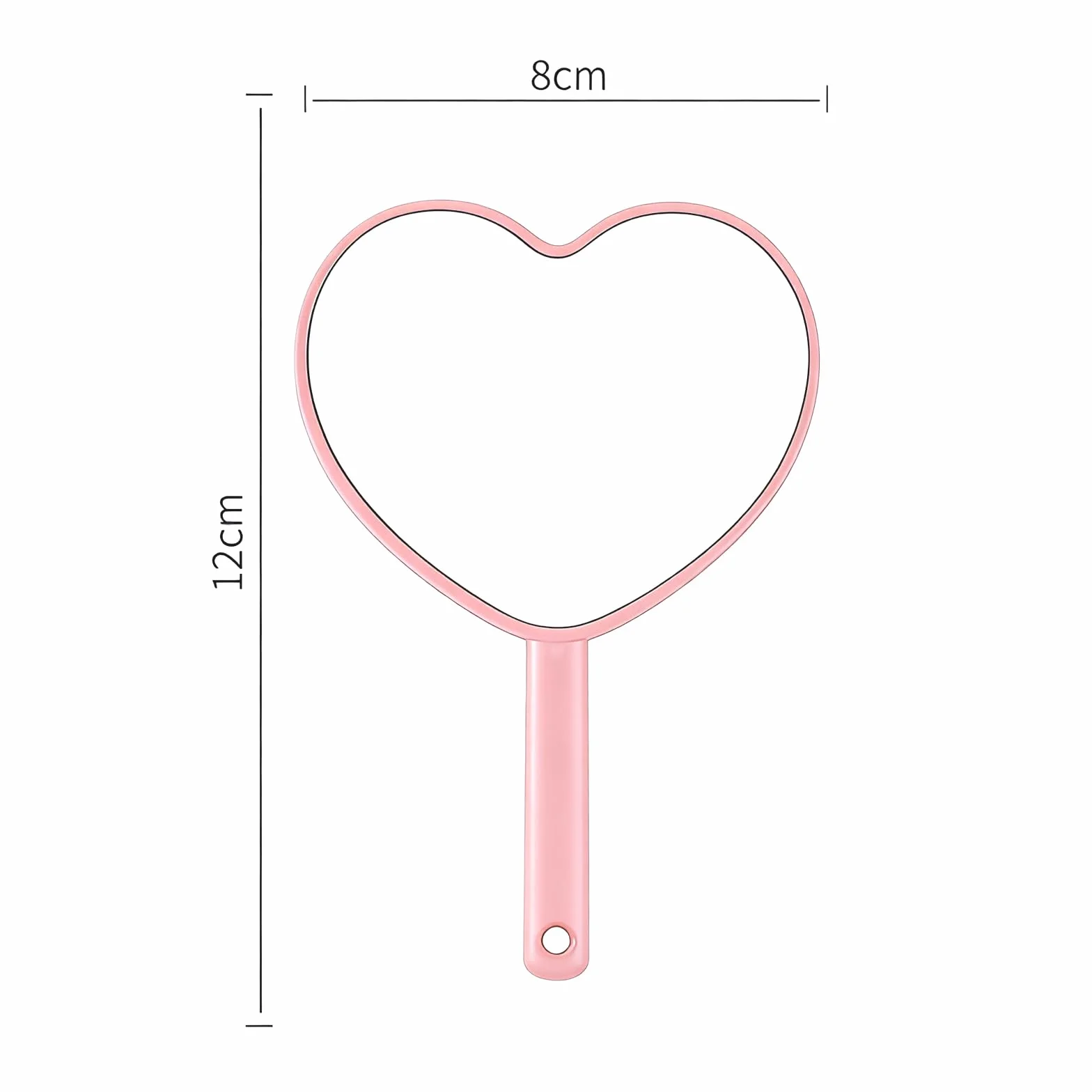 Miroir à main forme coeur 12 x 8 cm miroir cosmétique portable rose