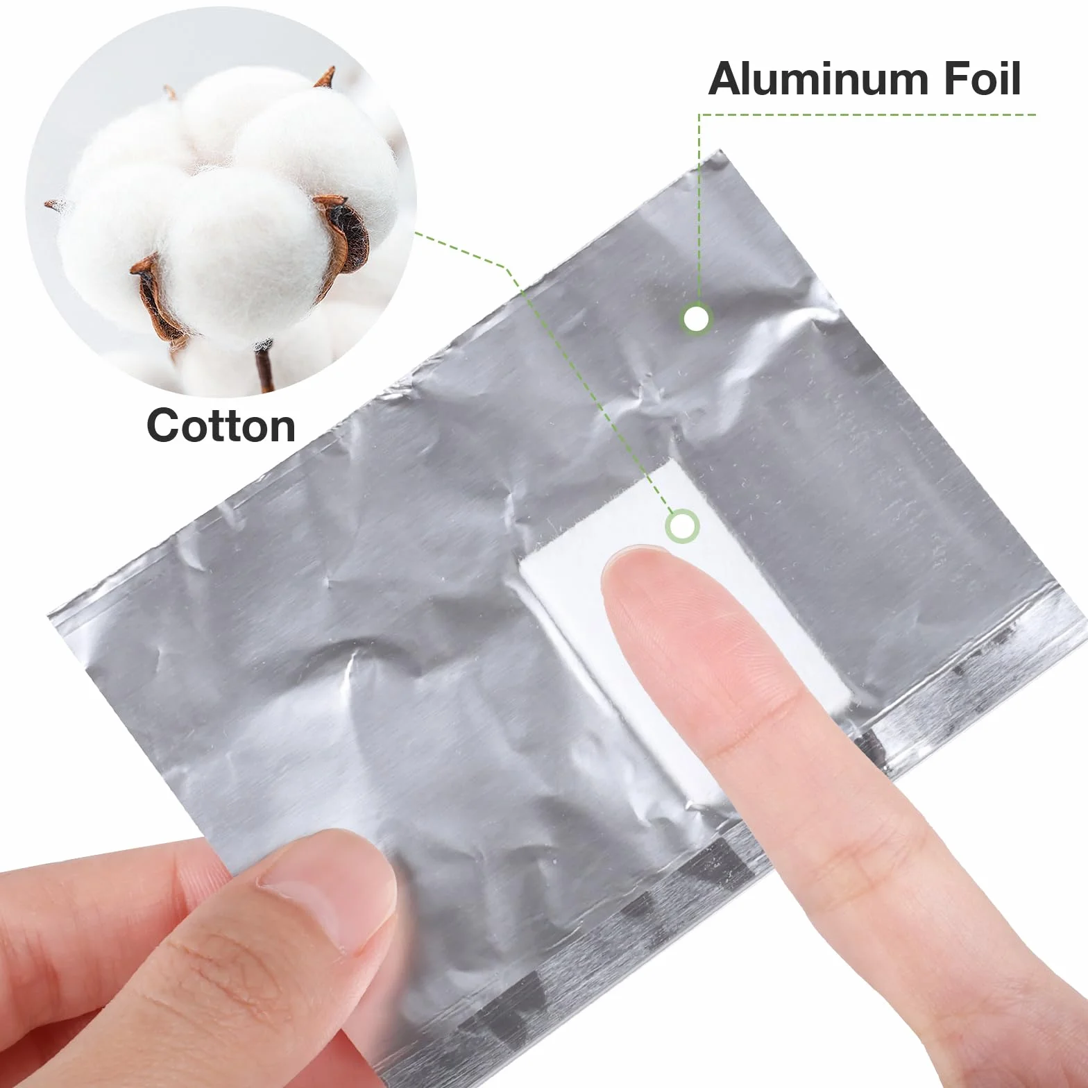 Papillotes en Aluminium Vernis à Ongles Enlever, Feuille d'aluminium pour Ongles Gel, avec Poussoir à Cuticules
