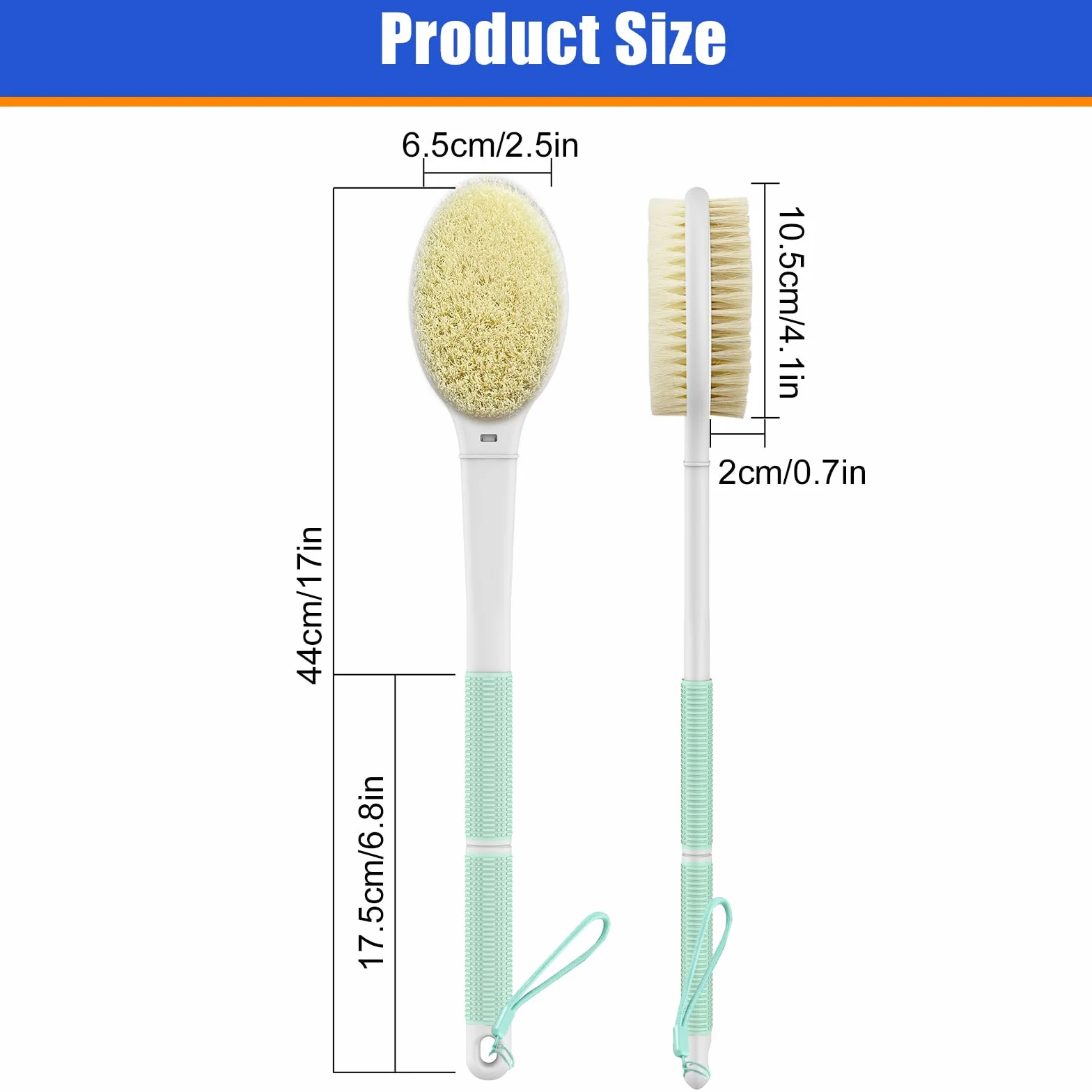 Brosse de douche pour le dos 44 cm long manche double face CellGulite