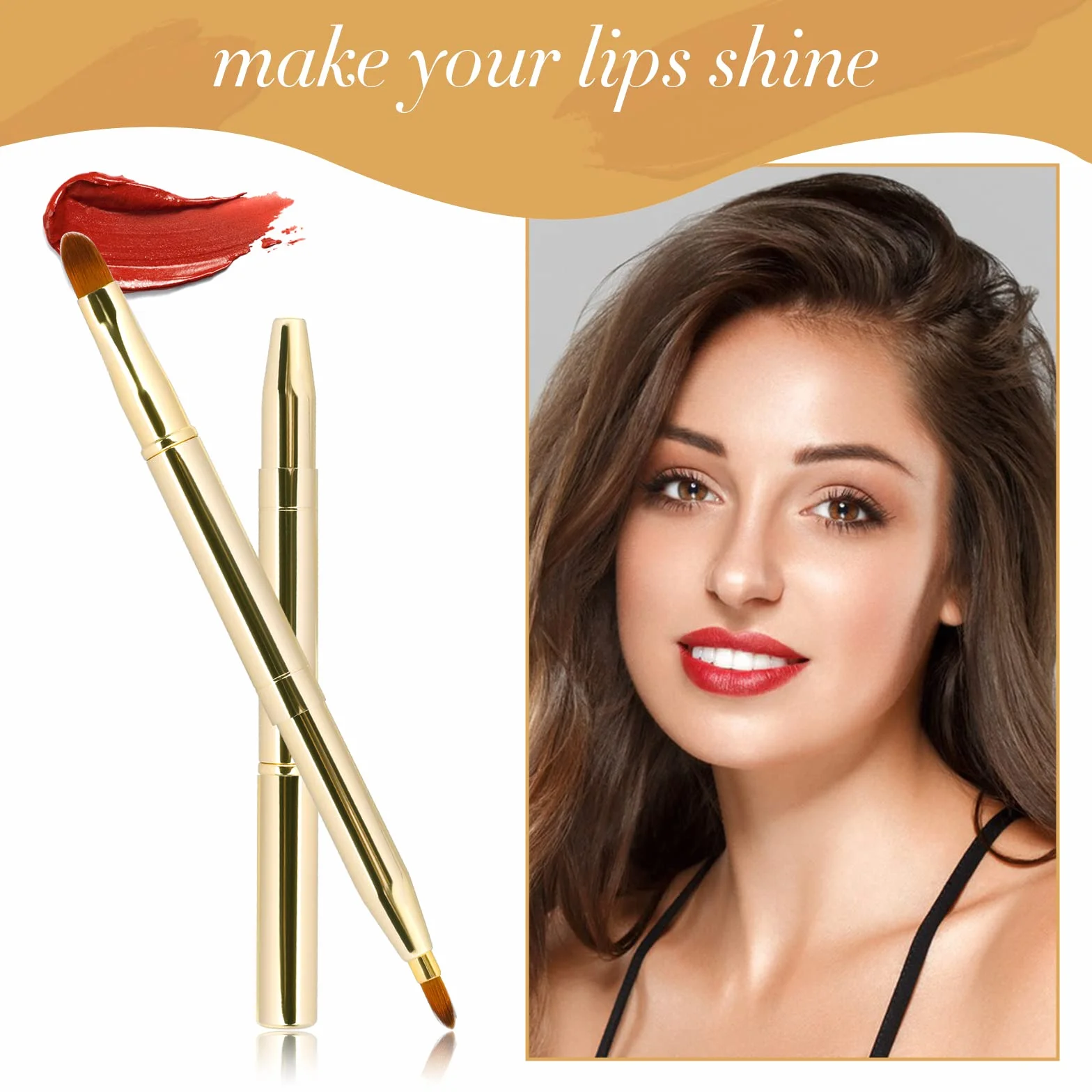 Lot de 2 pinceaux à lèvres rétractables double extrémité pour rouge à lèvres et gloss