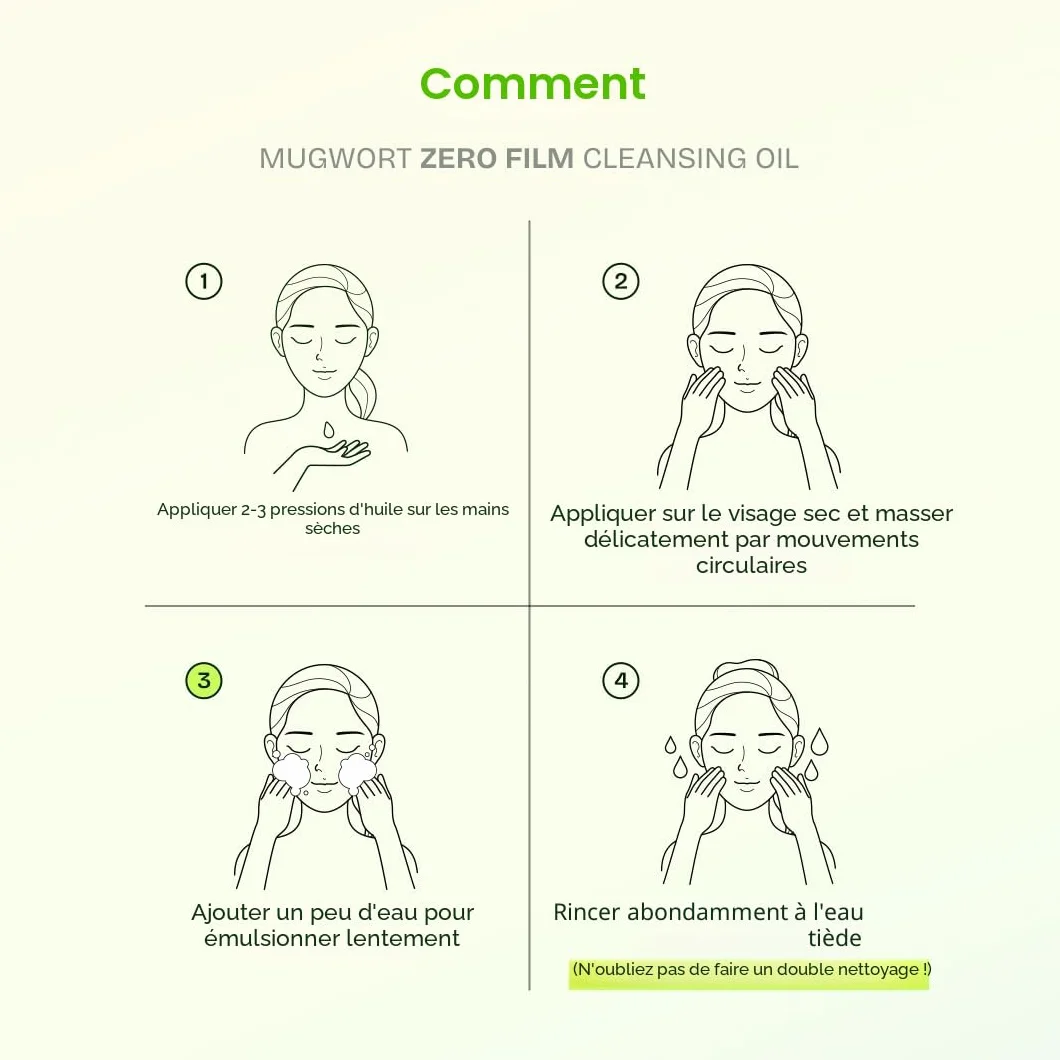 Orien Mugwort Zero Film Cleansing Oil 6,76 fl.oz. 200 ml Maquillage quotidien Élimination des points noirs Sans obstruction des pores Soin de la peau coréen Double nettoyage