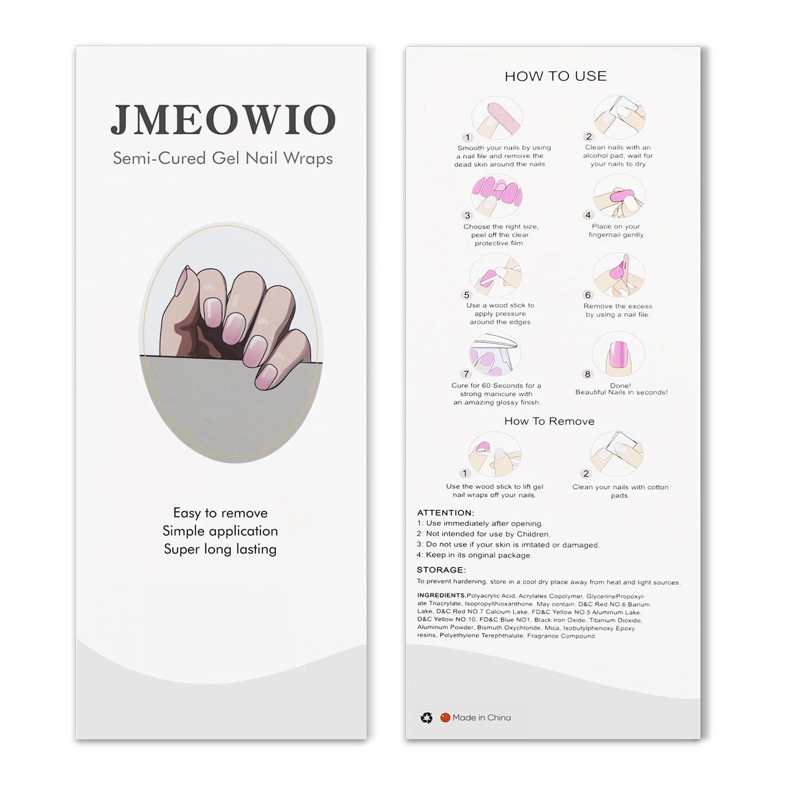 Autocollant Ongles Gel UV Dégradé Rose Nail Art Stickers Semi-durci Deco Ongle Design Manucure