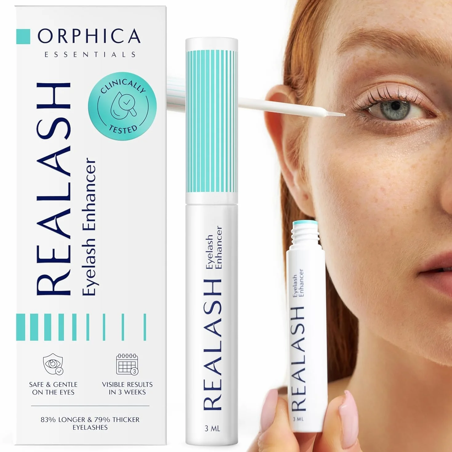 ORPHICA Realash Serum pour Cils 3ml - Serum Cils Croissance aux Ingrédients Naturels - Sérum Soin des Cils Eyelash Enhancer, pour faire Pousser les Cils, Cils Vegan
