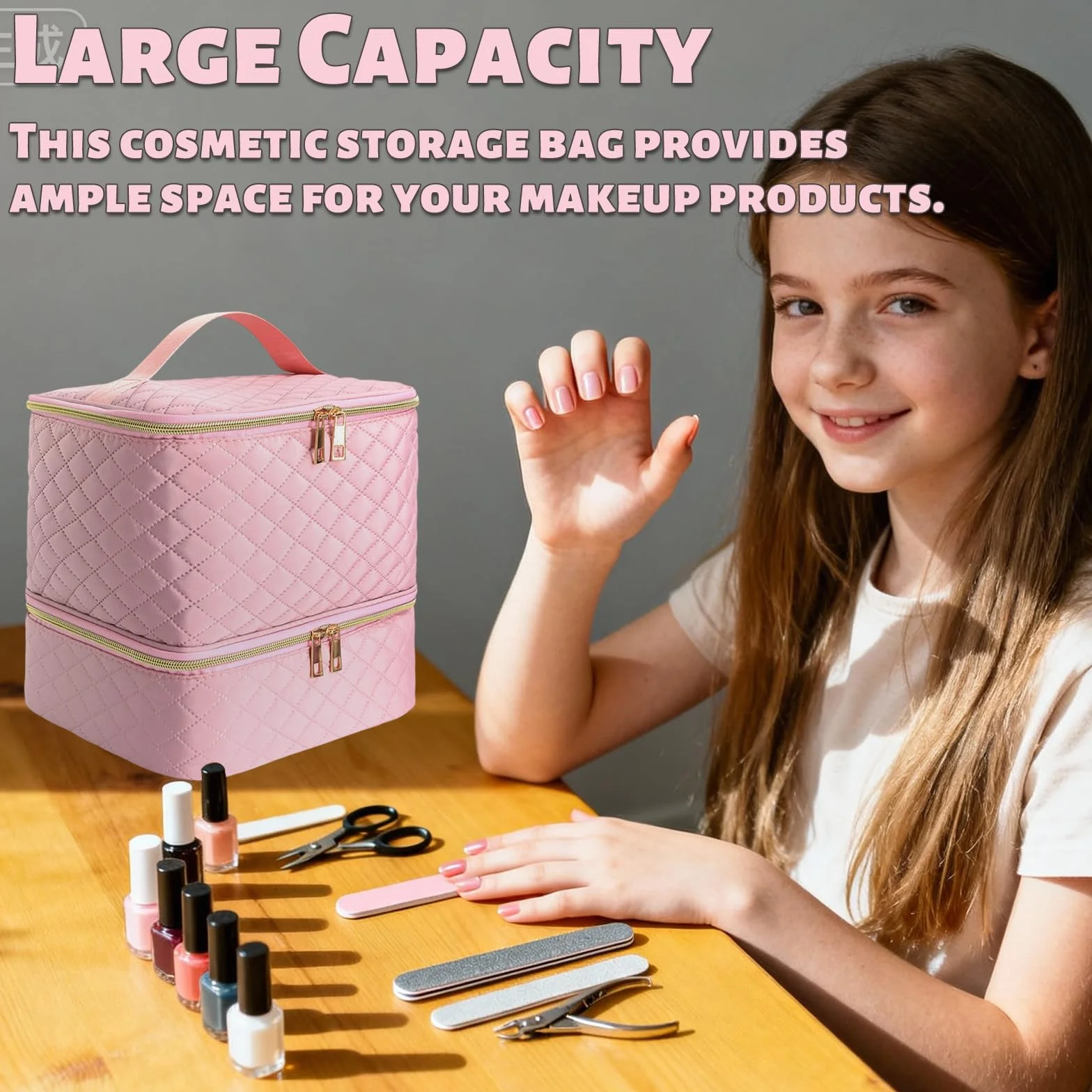Rangement Vernis a Ongle Vernis Semi Permanent,Double Couche Rangement Onglerie pour 30 Flacons de Vernis à Ongles et Lampe à Ongles LED et De Technologie des