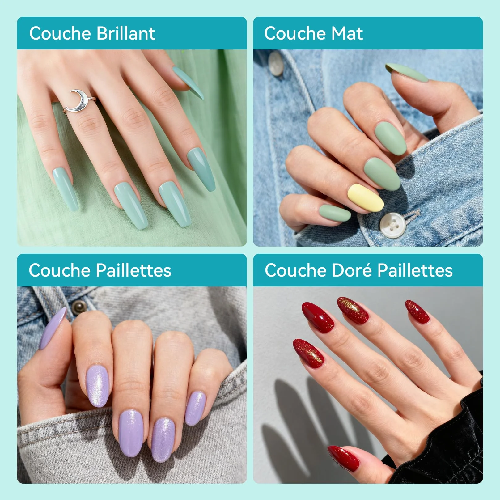 Kit Ongle Gel UV Complet Lampe UV 24 Couleurs Vernis Semi Permanent Base Top Coat