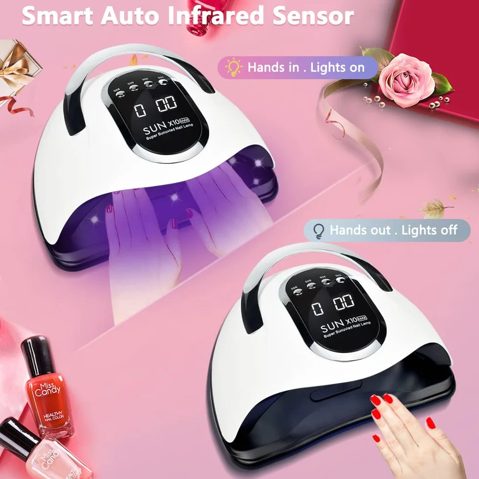 BEENLE Lampe UV LED pour Ongles, 280W Séchoir à Ongles à Séchage Rapide avec 66 LED Capteur Auto, Séchoir à Ongles Portable avec Poignée | 4 Réglages de Minuterie | Espace Plus Grand | Un Accessoire
