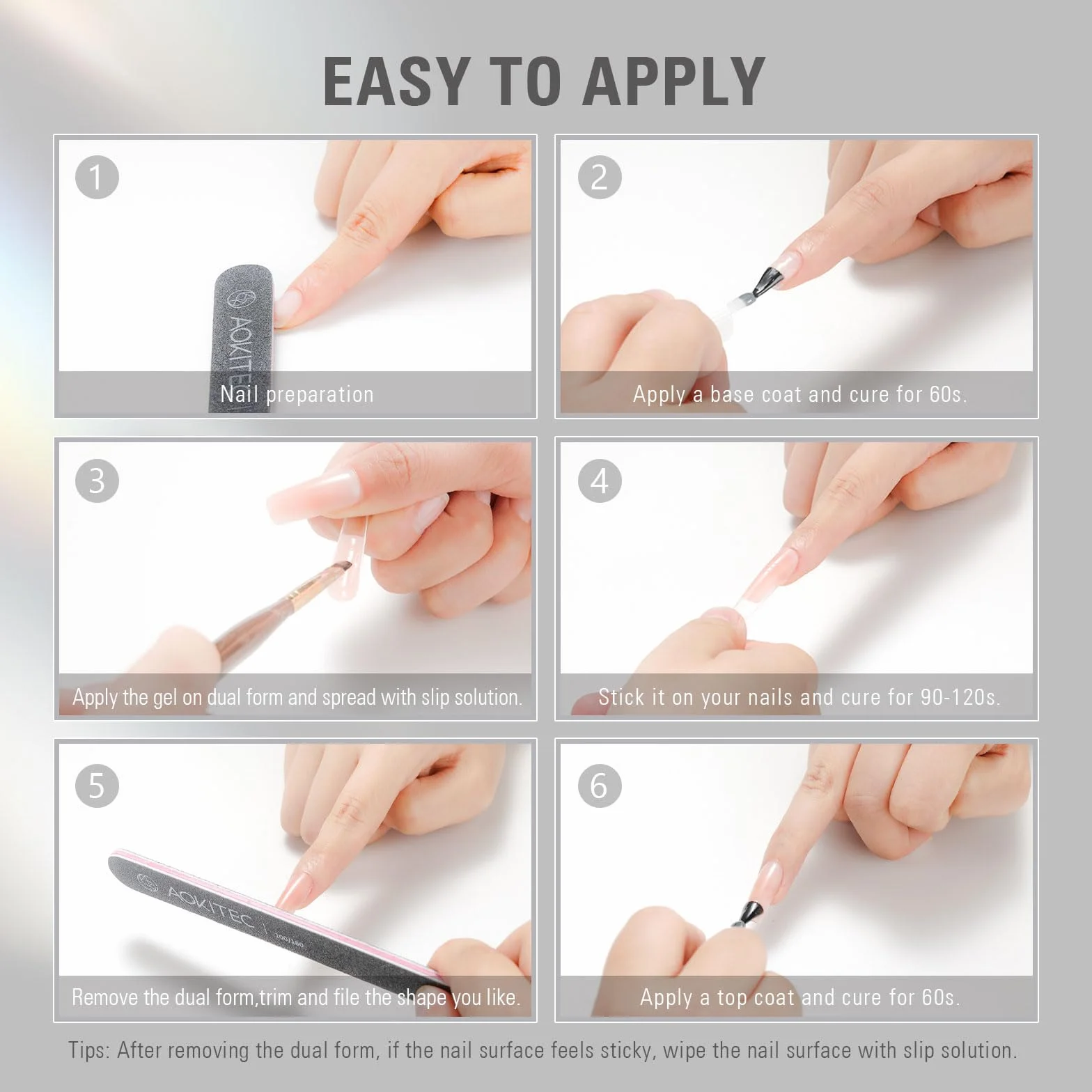 Aokitec Polygel Kit 6 Couleurs UV LED Vernis à Ongles Gel Extension