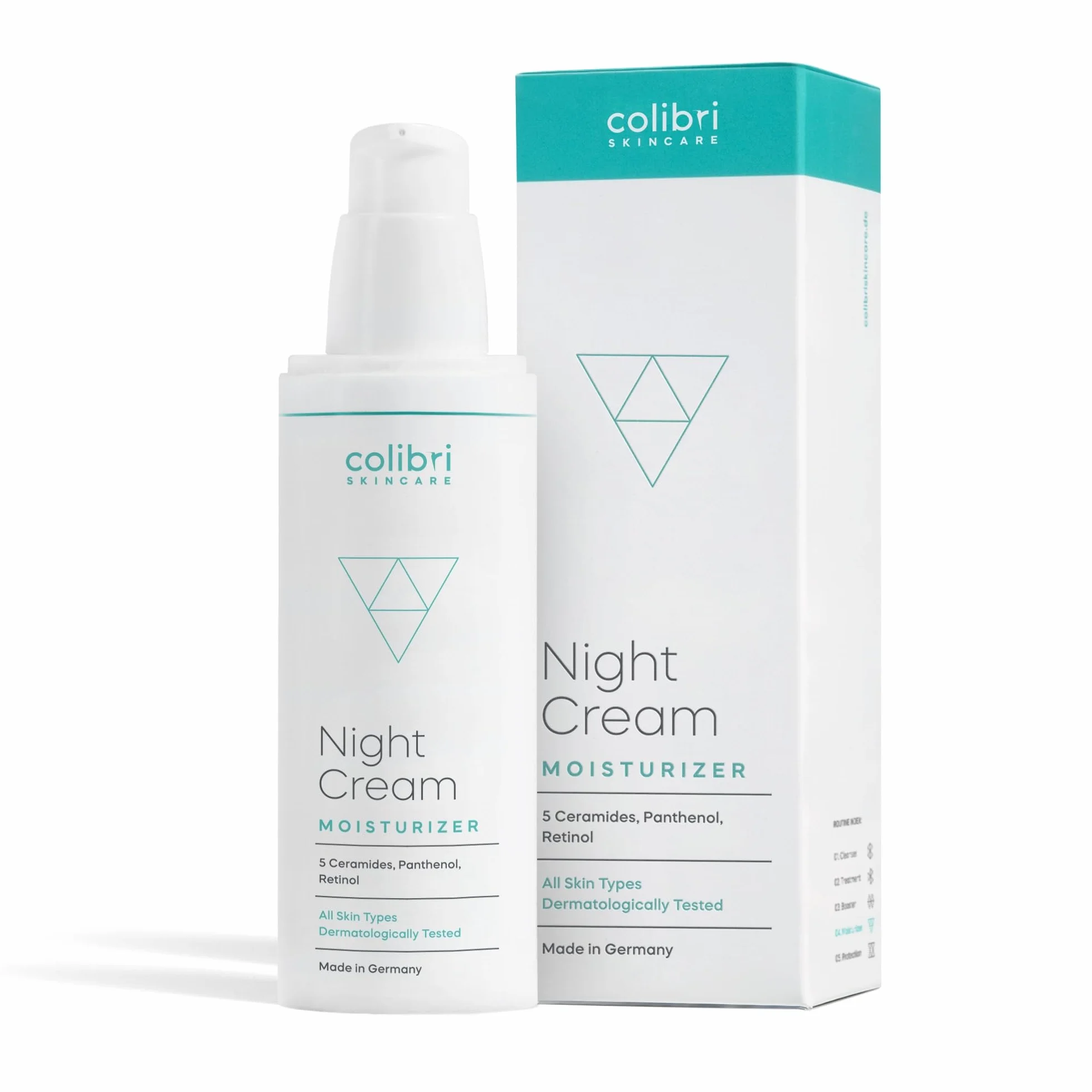 colibri skincare NIGHT CREAM (80ml) - Crème de nuit anti-rides avec rétinol, acide hyaluronique et céramides pour femme et homme - Soin de nuit pour le visage, le cou et le contour des yeux