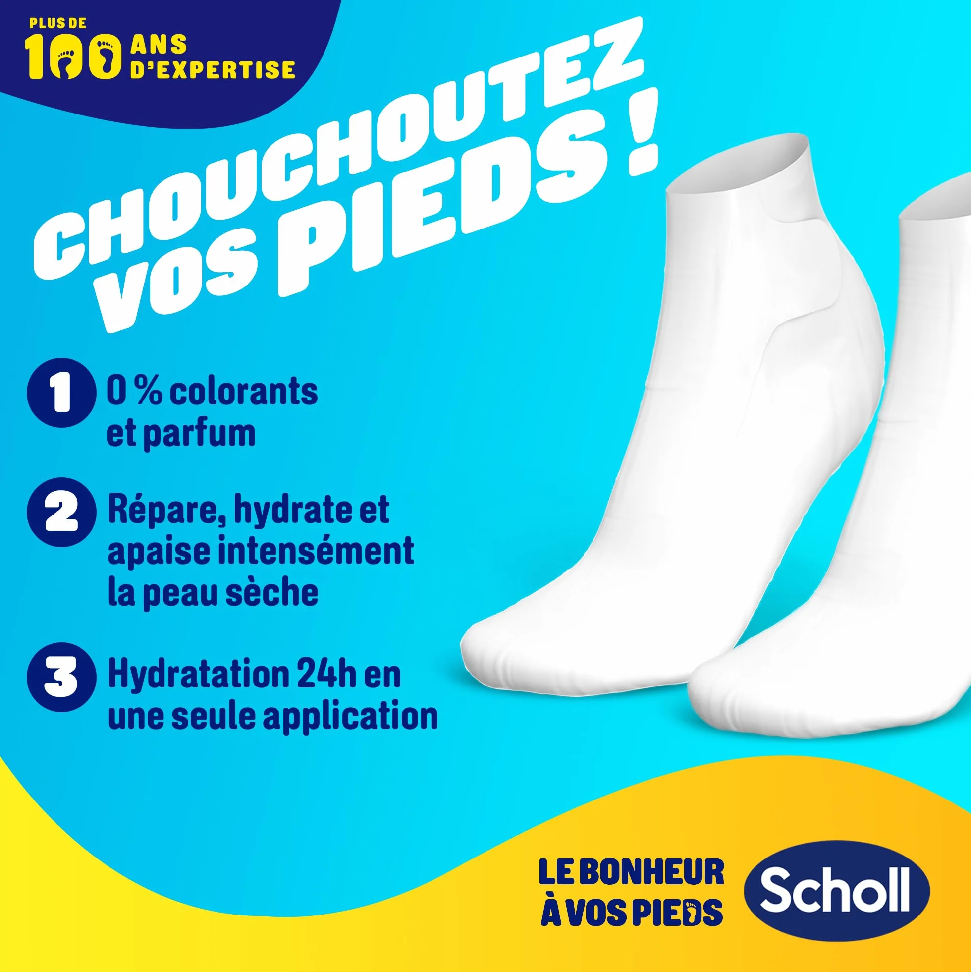 Scholl Masque Pieds Nourrissant à l'Huile de Noix de Coco, 1 Paire, Hydratant Peaux Sèches