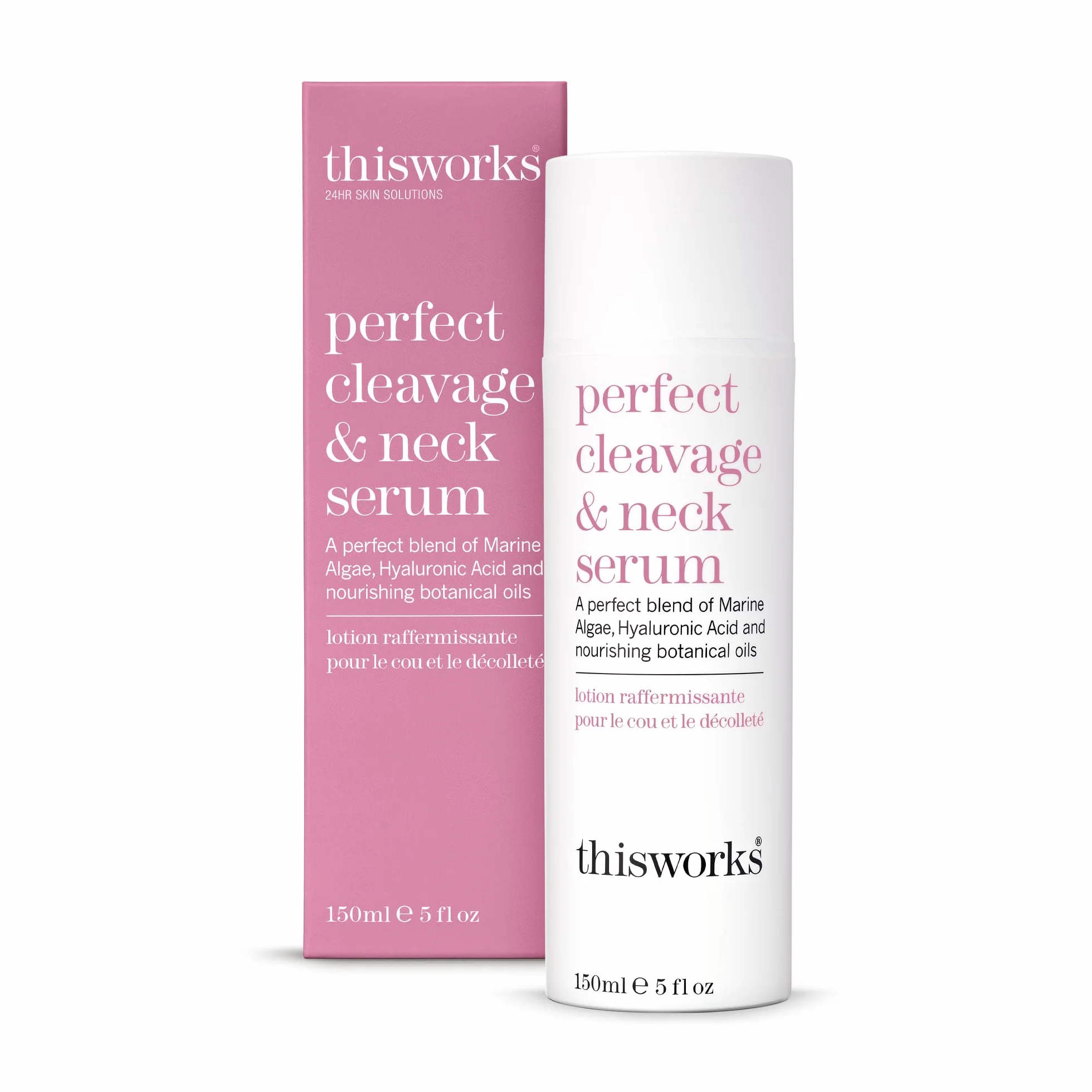 This Works Perfect Cleavage & Neck Serum 150 ml - Hydratant anti-âge pour le cou et le décolleté aux algues marines et à l'acide hyaluronique - Crème pour le cou stimulant la jeunesse aux huiles