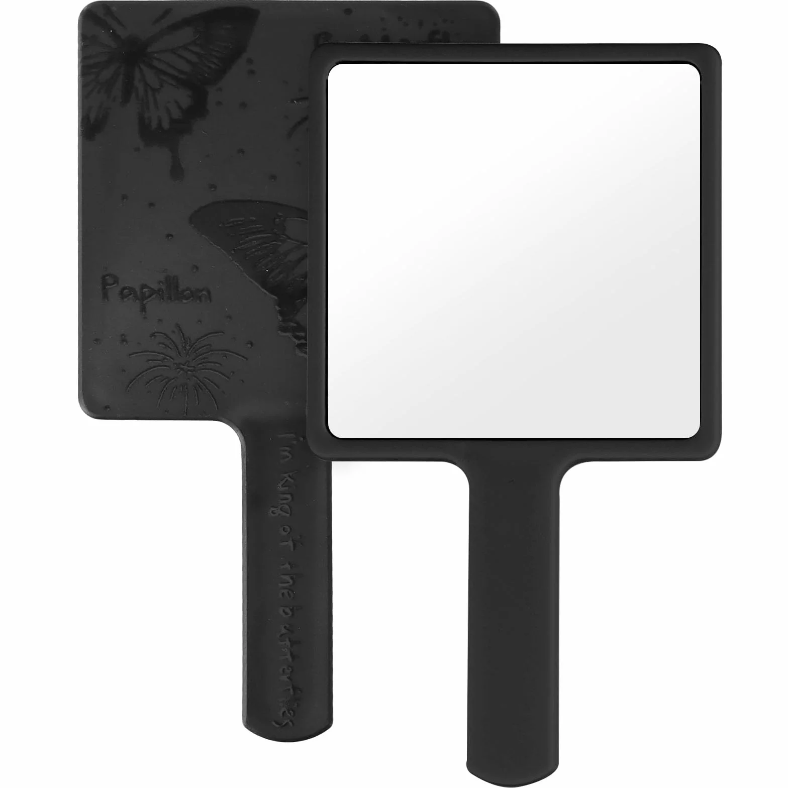 Miroir à main professionnel carré avec poignée pour rasage coiffure voyage noir