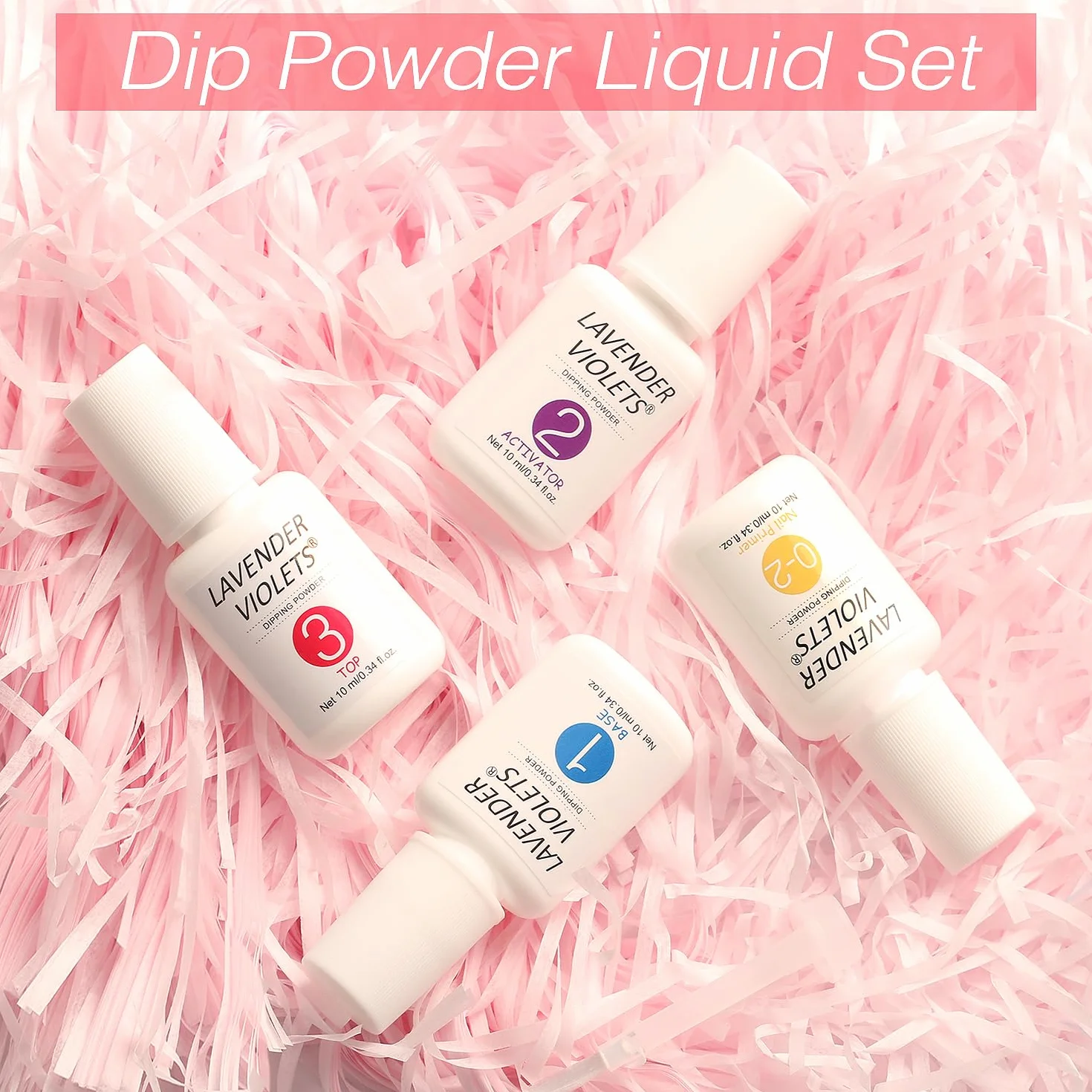 Lavender Violets Dip Powder Nail Kit with Primer, Activator, Base & Top Coat, Brush, Portable Set J781