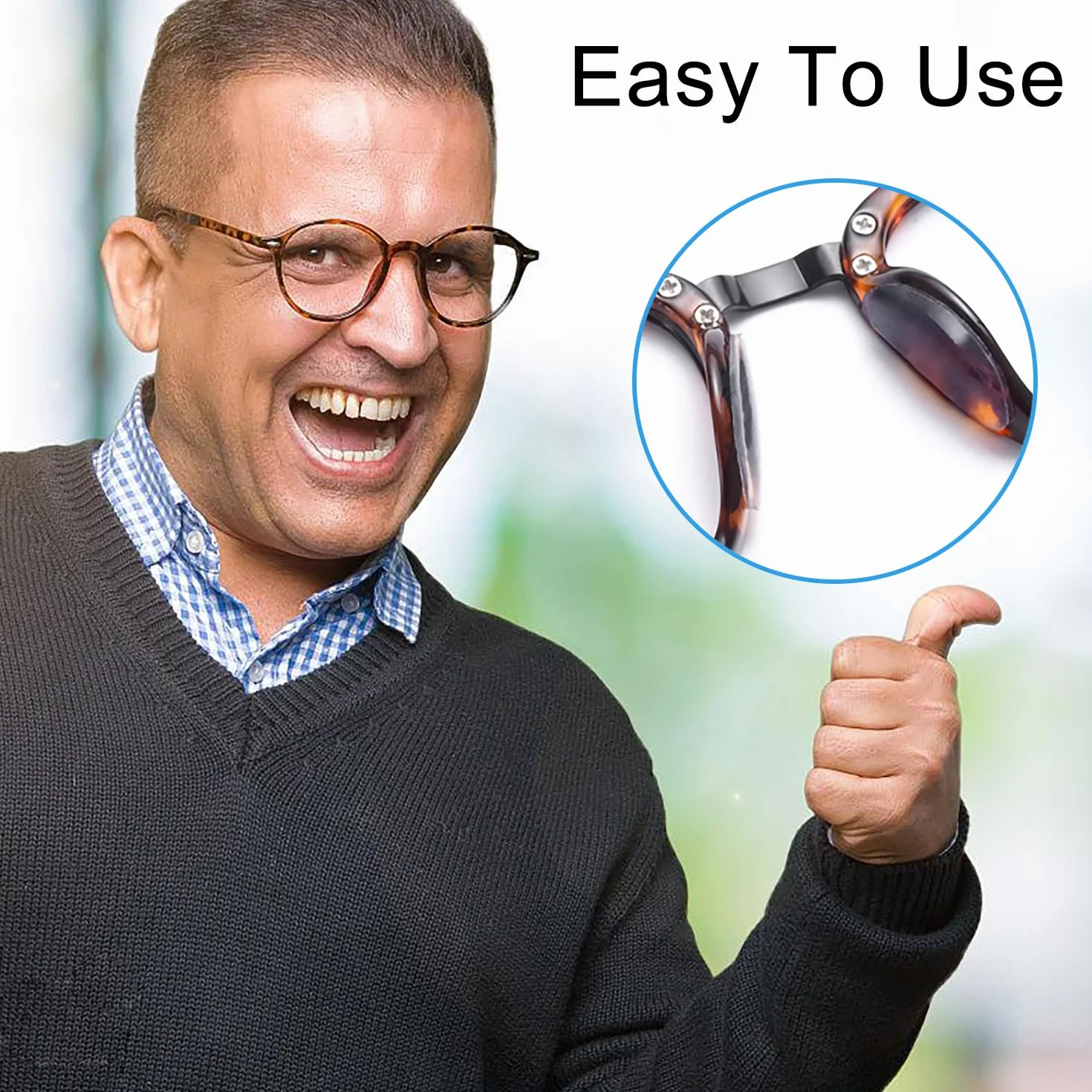 Coussinets Nasaux en Silicone Antidérapant pour Lunettes, Auto-Adhésifs, pour Lunettes de Soleil Spectacles (Transparent, Noir)