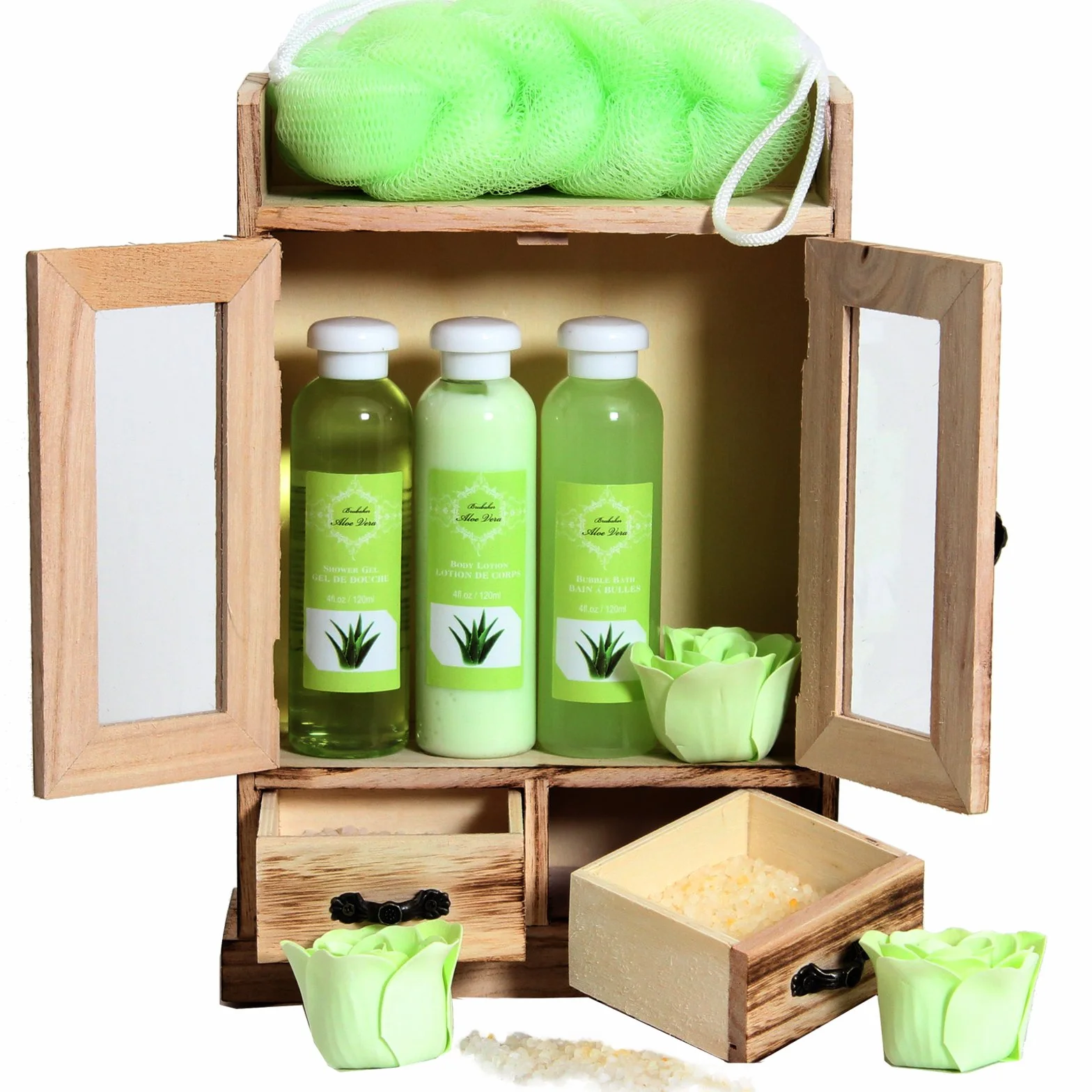 BRUBAKER Cosmetics Coffret de bain Aloe vera 10 Pièces Armoire en Bois