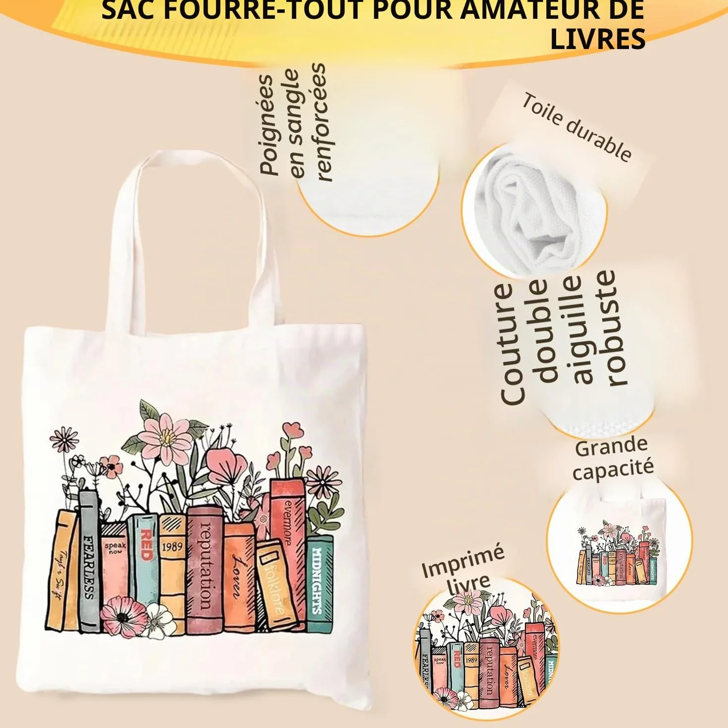 Onperpoe Cadeau d'anniversaire pour les amateurs de livres avec sacs fourre-tout, sacs cosmétiques, bouteilles en verre, bibliothécaire, bibliothécaire, cadeau pour lecteurs, enseignants, étudiants
