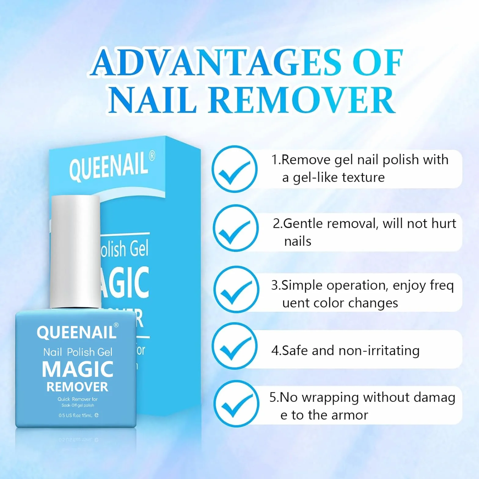 Dissolvant Vernis Semi Permanent 15ml 2 Pièces, Gel Nail Polish Remover avec Lime à Ongles et Pousse-cuticules