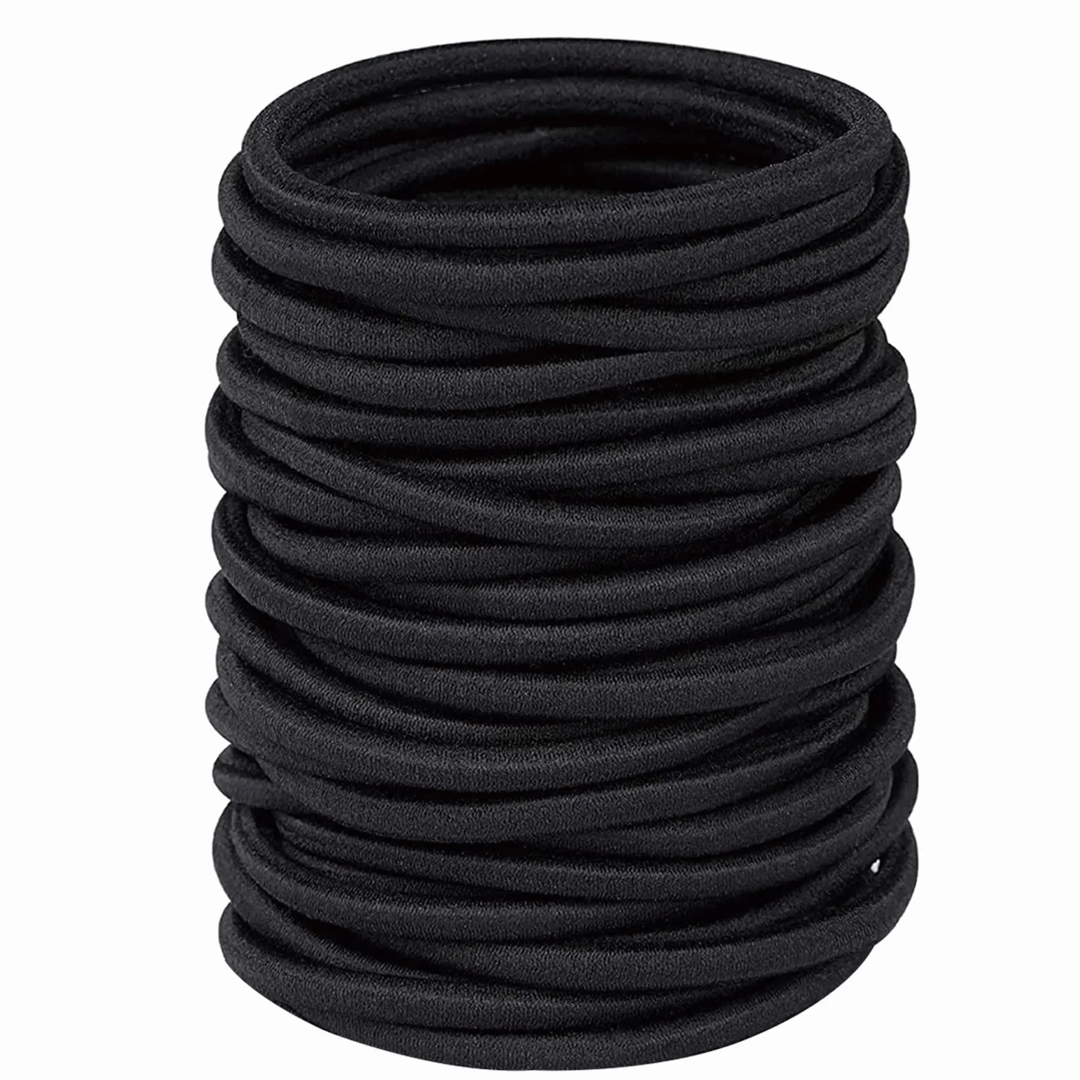 Lot de 32 élastiques à cheveux épais 4 mm, chouchous queue de cheval, noir