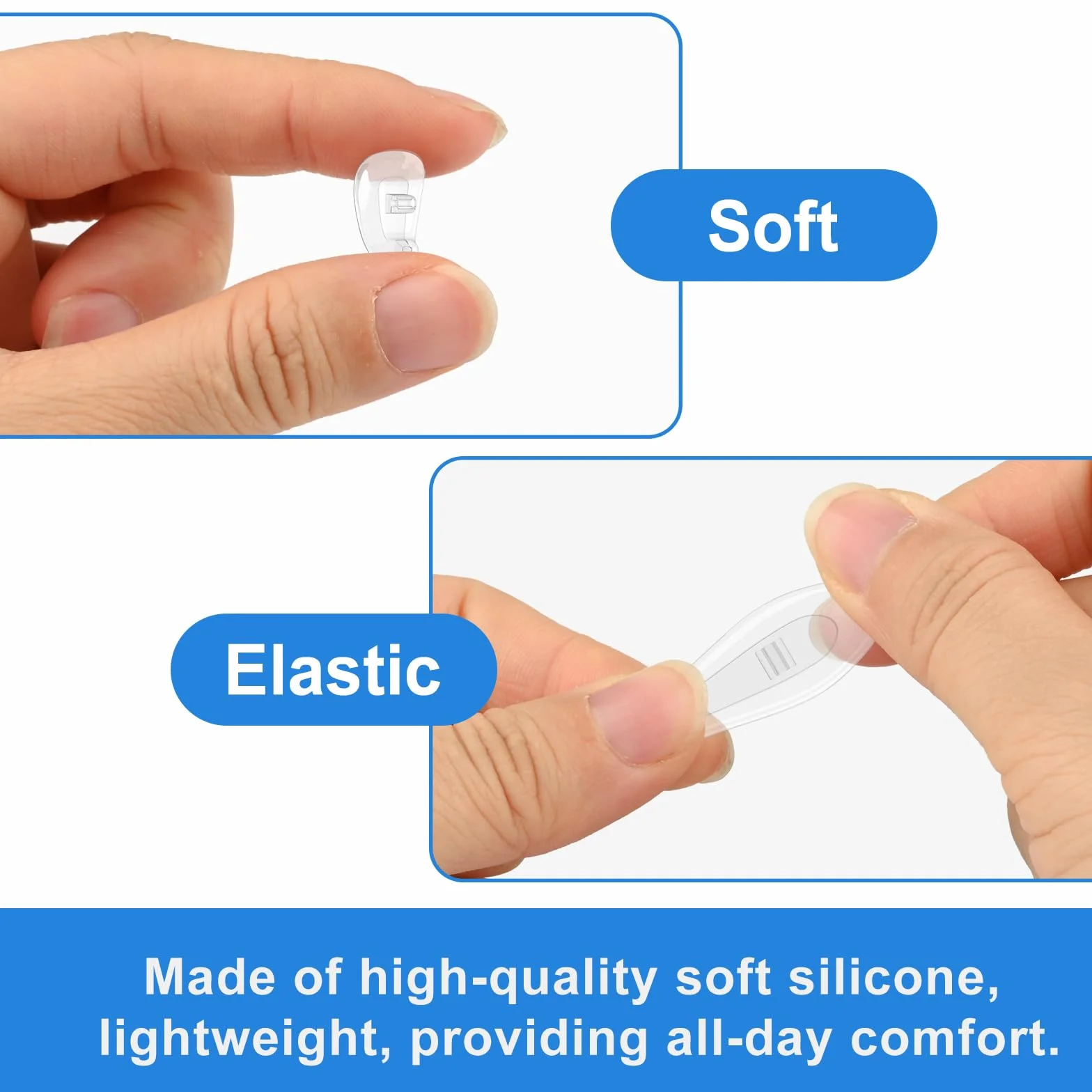 Plaquettes de Nez de Lunettes en Silicone 10 Paires, Kit de Réparation avec Vis Pincette et Chiffon