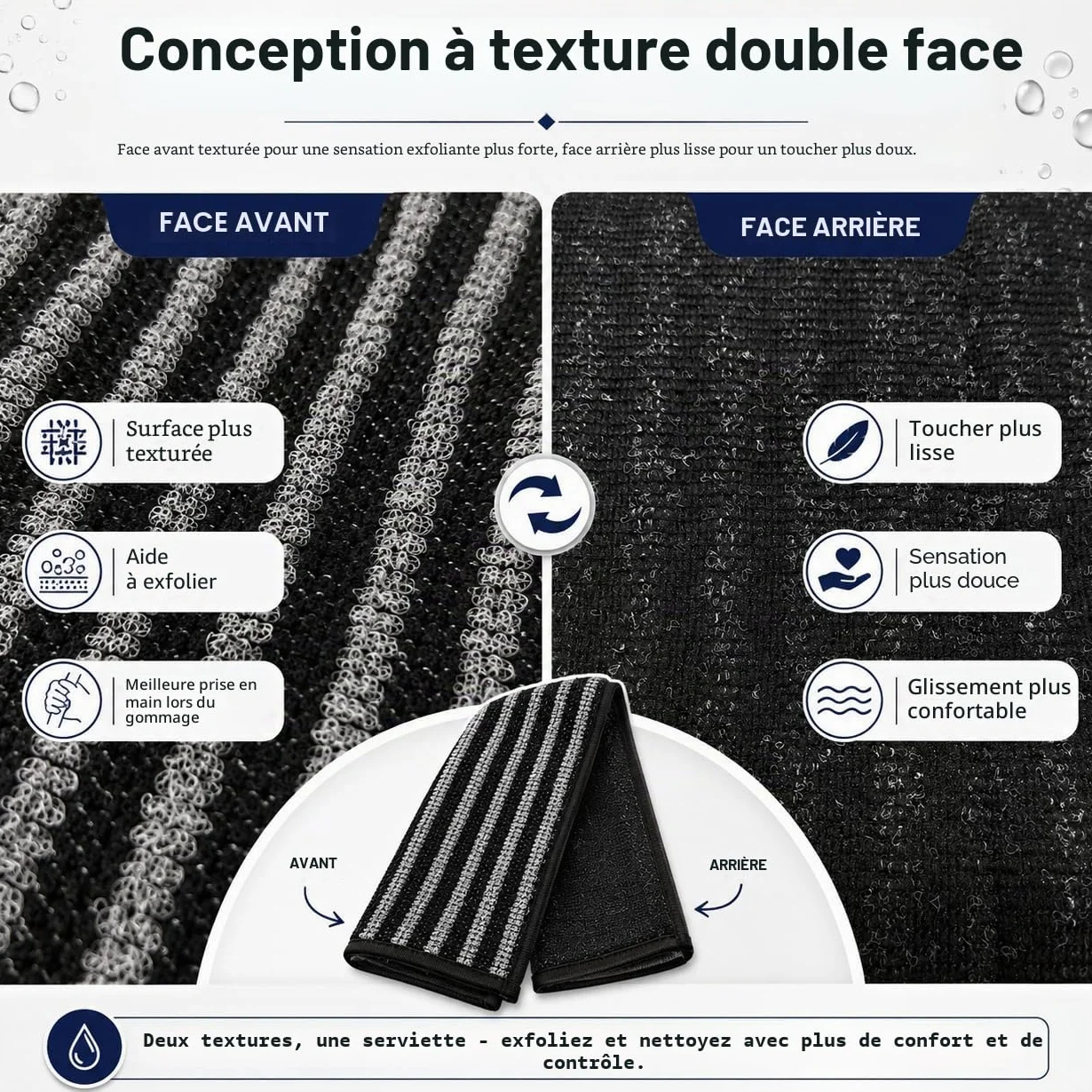 Serviette Exfoliante Douche 3 Pièces Japonaise 25×100 cm Lave Dos Long Double Face Homme Femme