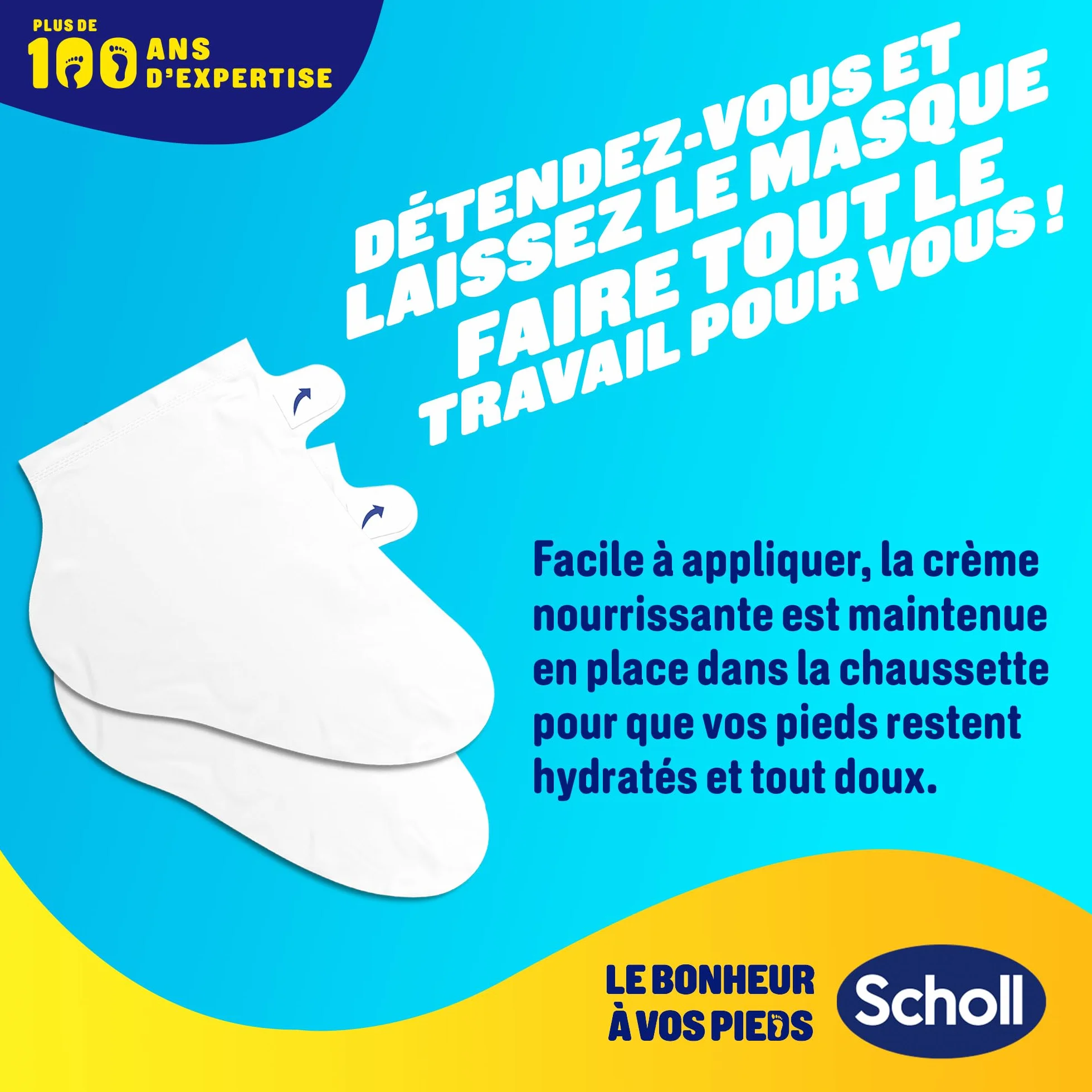 Scholl Masque Pieds Nourrissant à l'Huile de Noix de Coco, 1 Paire, Hydratant Peaux Sèches
