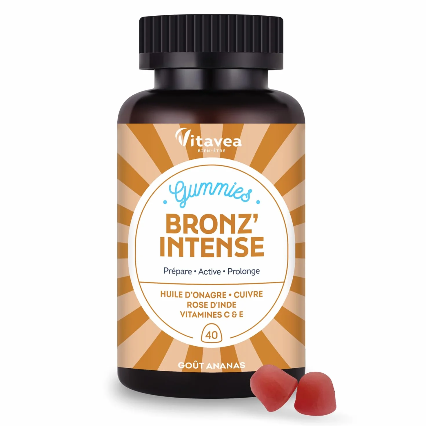 Vitavea Gummies Solaire Bronz'Intense Complément alimentaire Bronzage 40 gummies Vegan