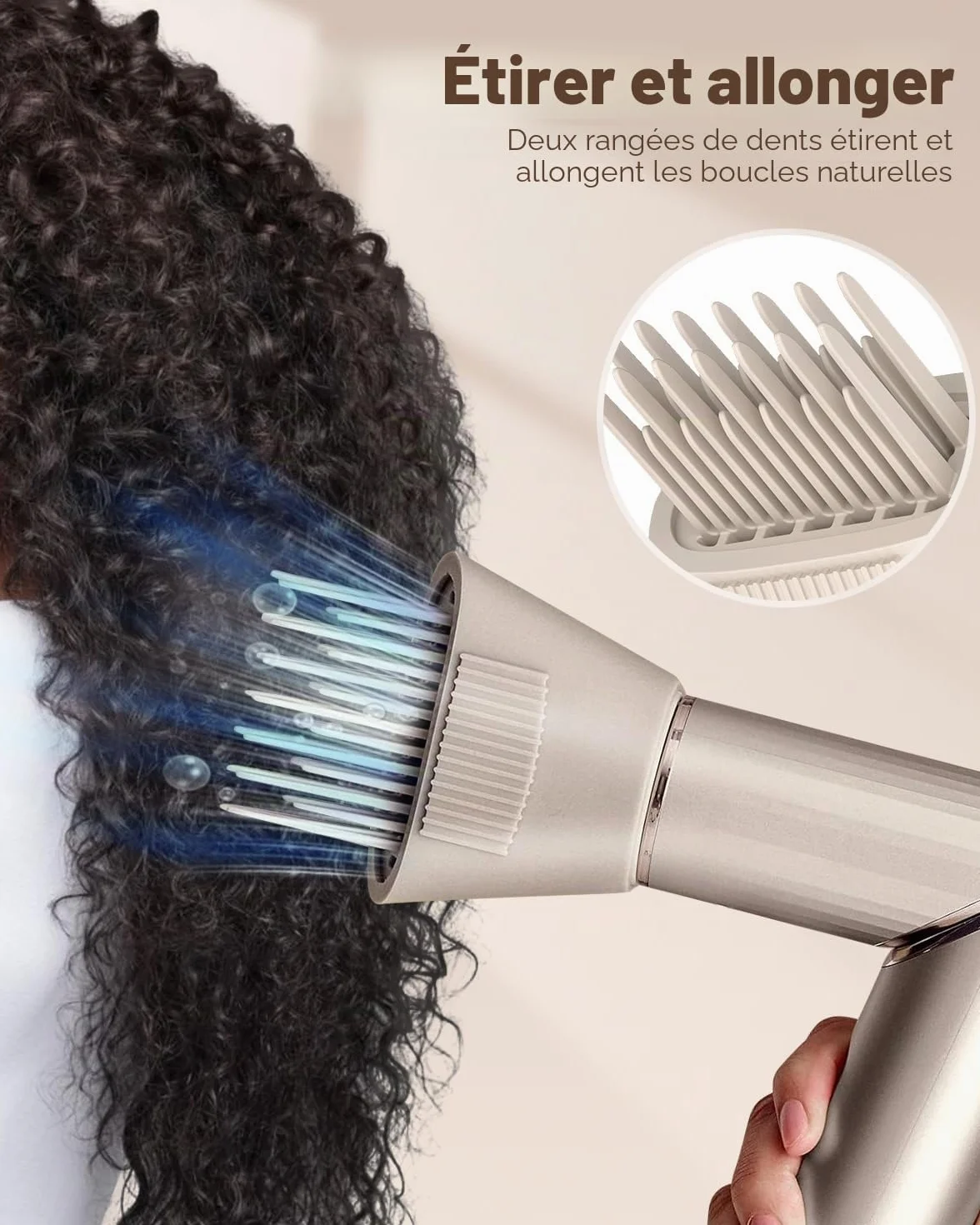 Accessoire de buse à dents larges pour le peigne Chuancheng Shark XSKHD4WTCA FlexStyle, brosse sèche-cheveux pré-styling pour cheveux bouclés et frisés, accessoires pour le coiffage