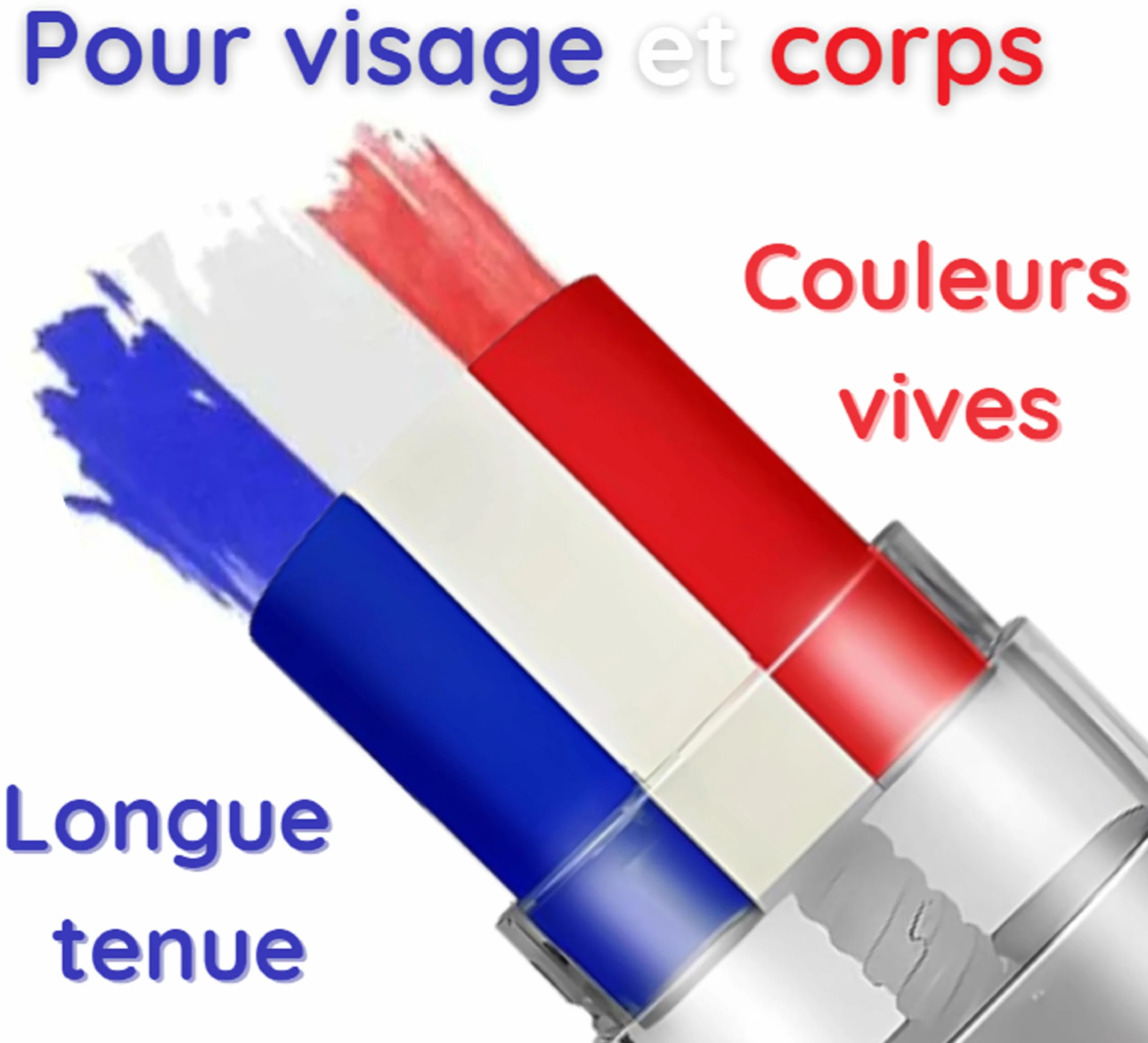 Stick Maquillage Bleu Blanc Rouge Drapeau Francais Tricolore Face & Body Paint Supporter France