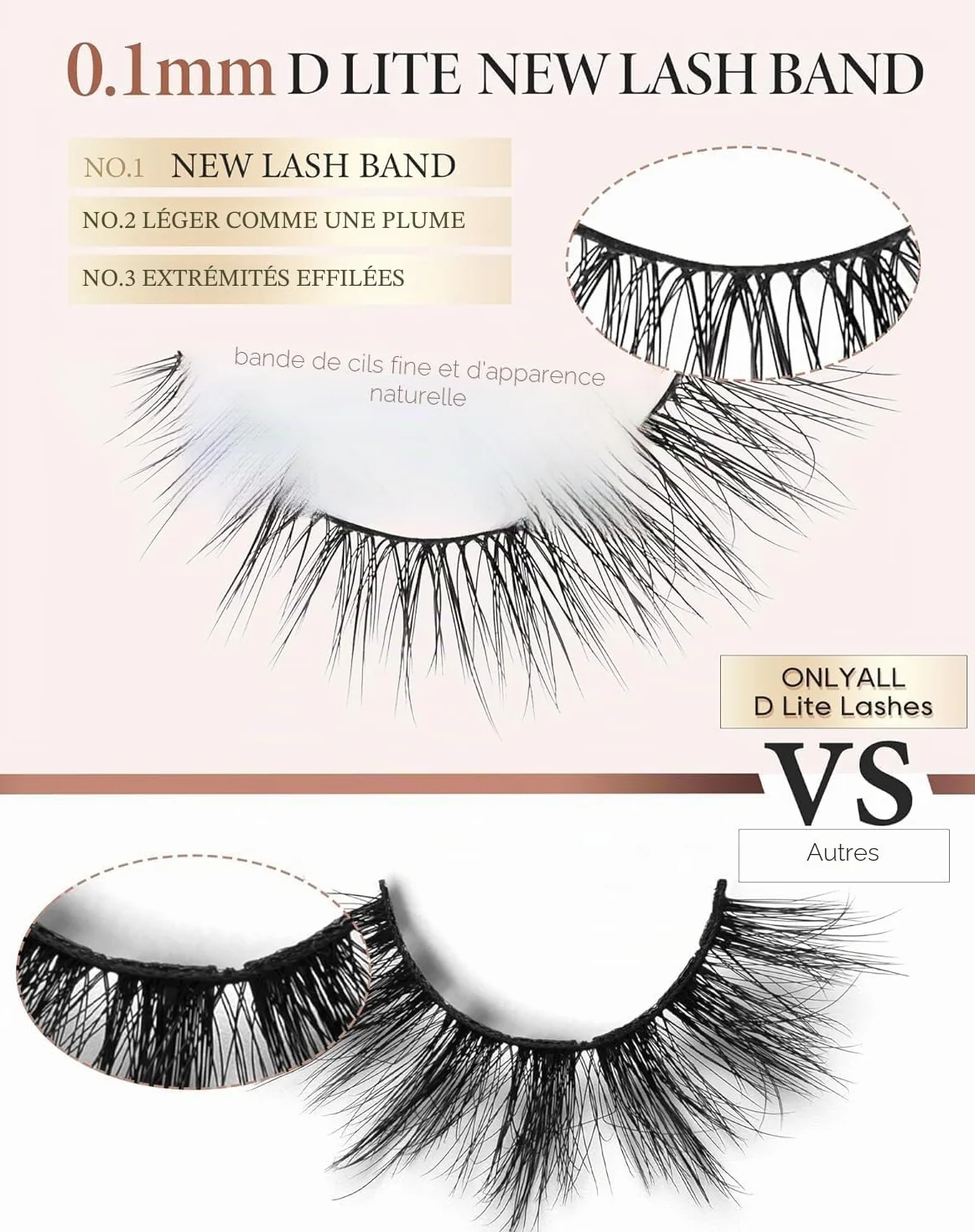 Onlyall Naturel Faux Cils Évasés 7 Paires