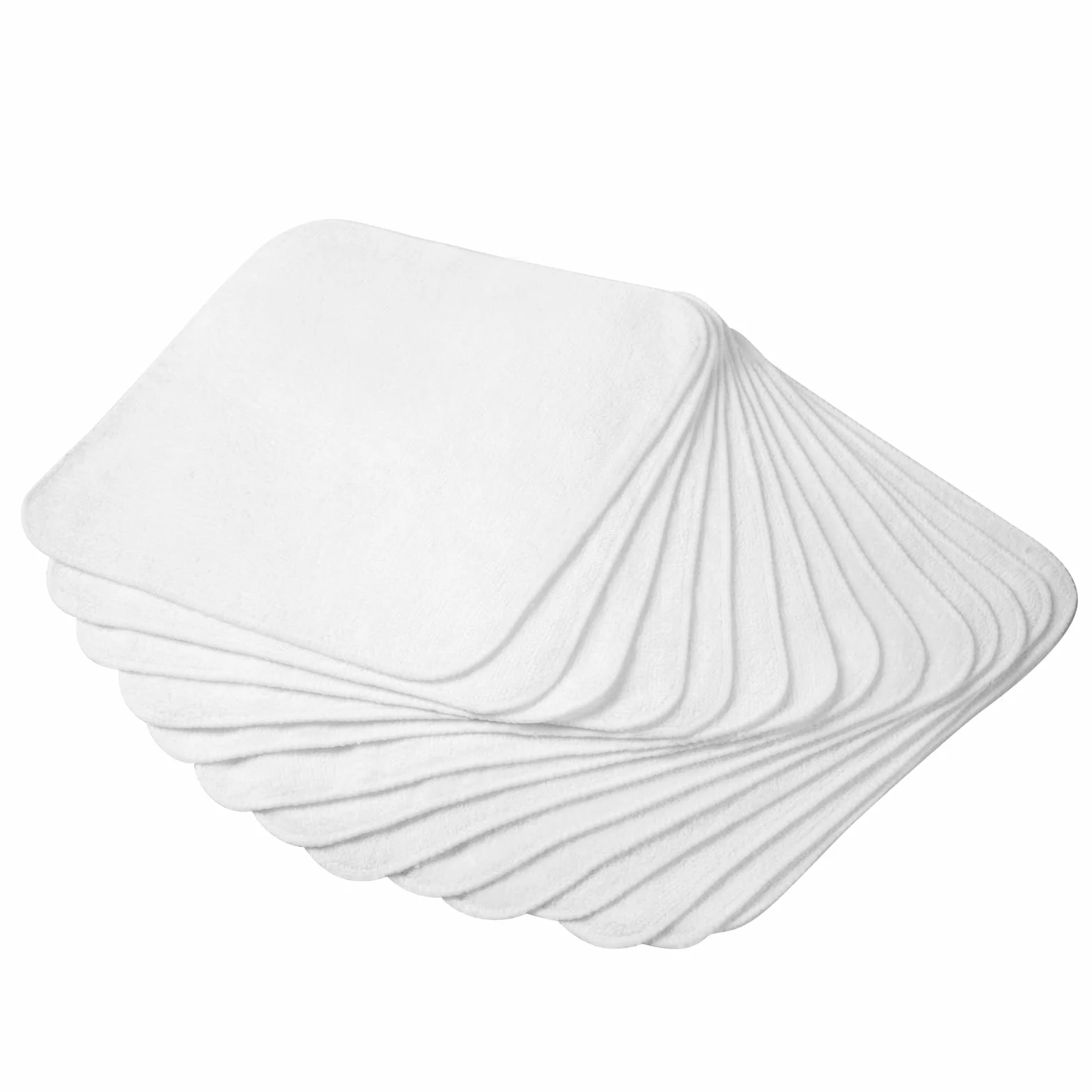 Aomig Lot de 14 lingettes lavables en coton éponge 20x20 cm, lingettes démaquillantes pour bébé - Blanc