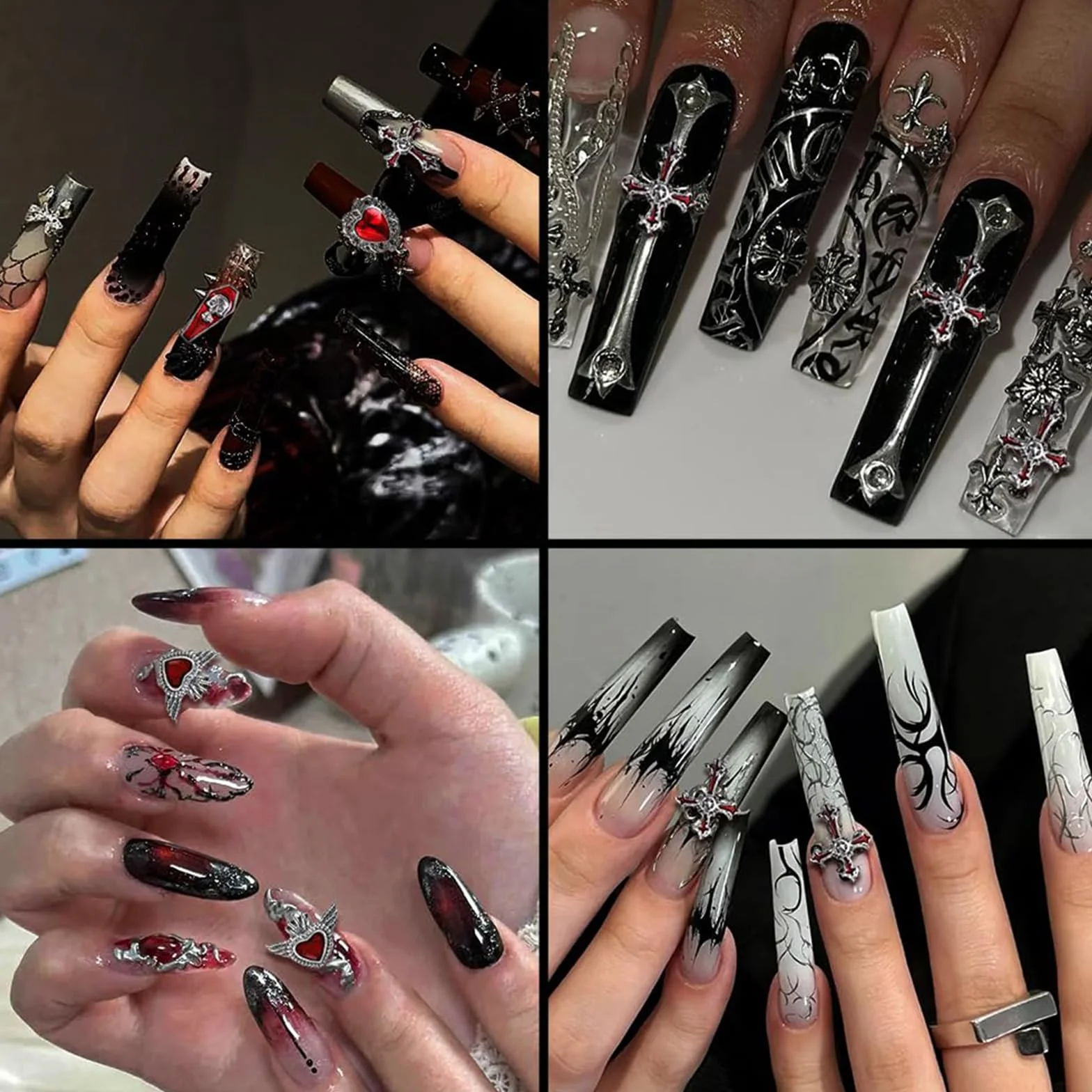 Charms Ongles Set 22 pièces Style Goth Style Y2K Halloween