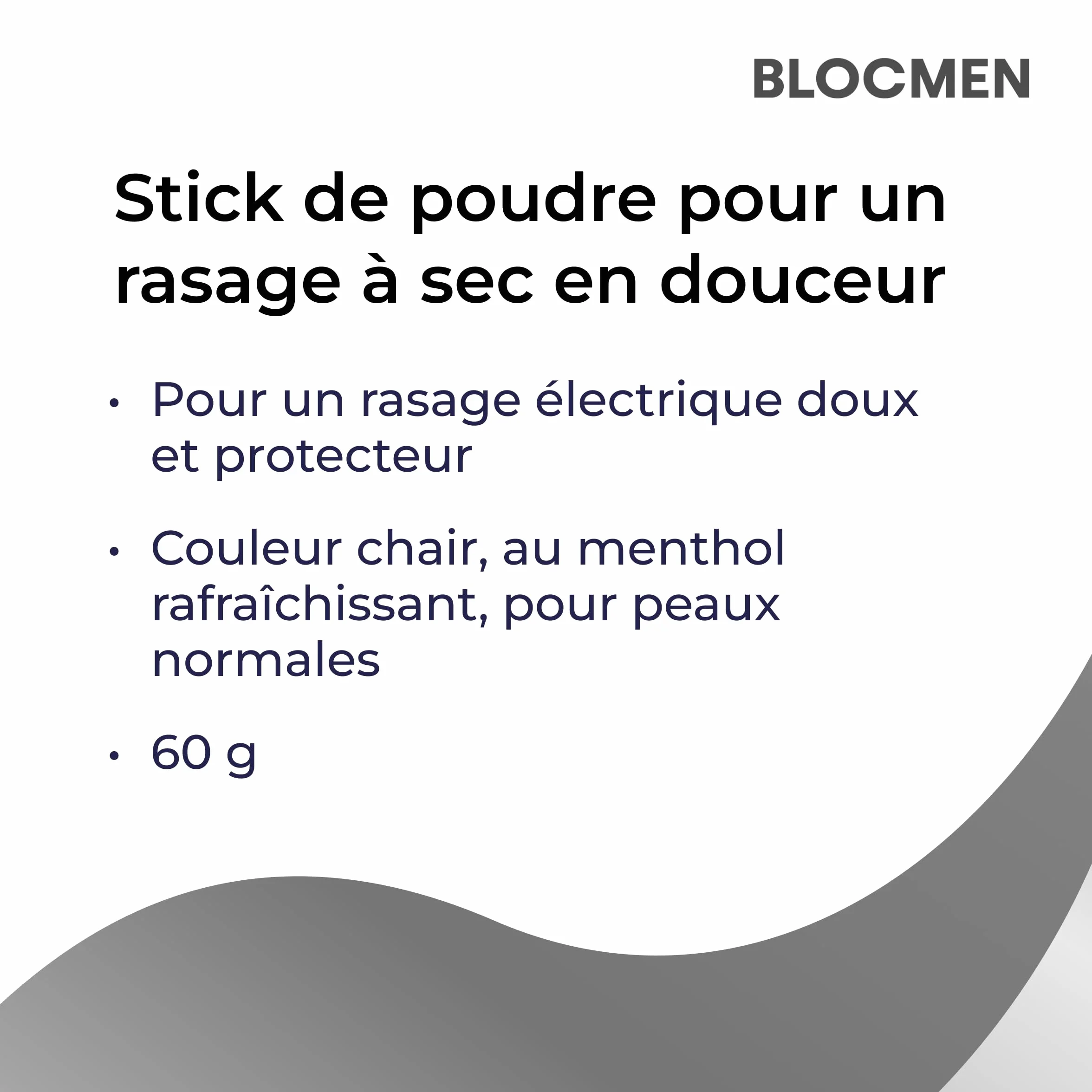 BLOCMEN Original Stick de poudre original 60g - rasage à sec doux sans irritations - stick avant-rasage avec menthol pour hommes (60 g (Lot de 6))