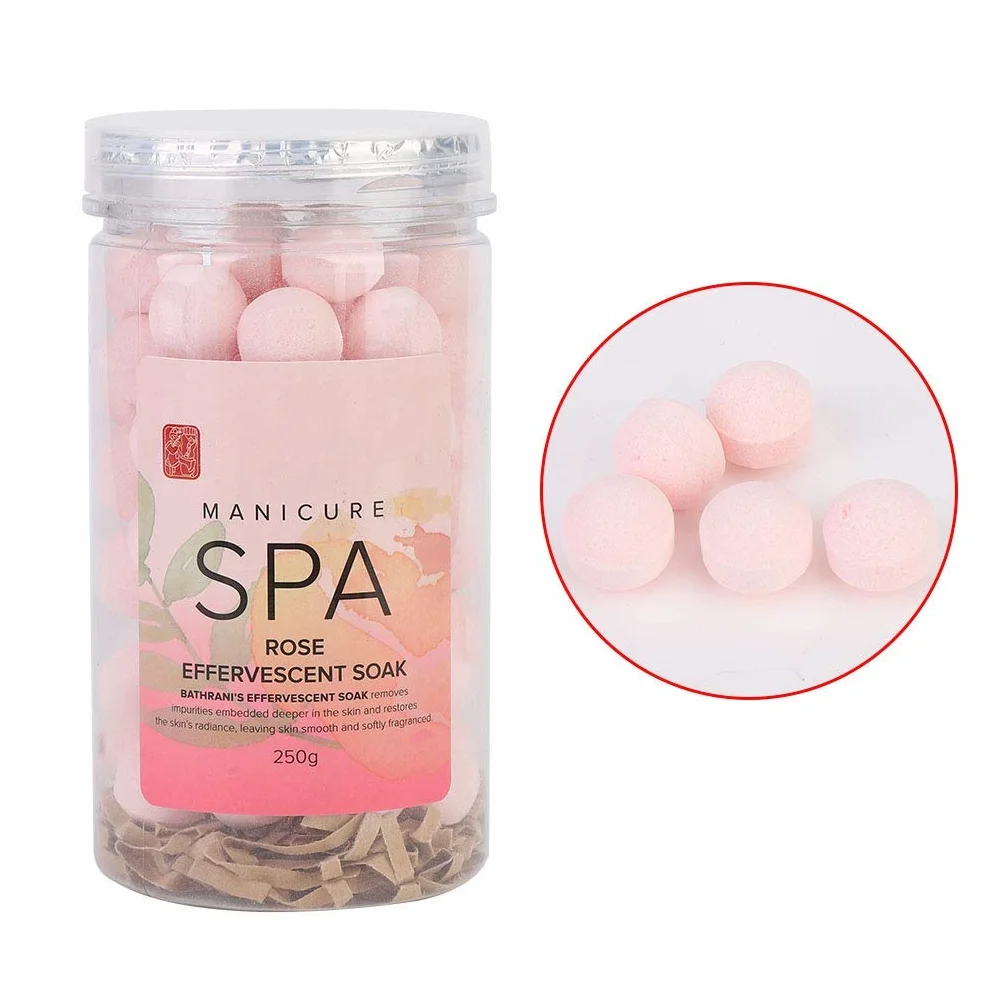 Balle absorbante effervescente manucure SPA pour enlever cuticules et peau morte hydratante rose