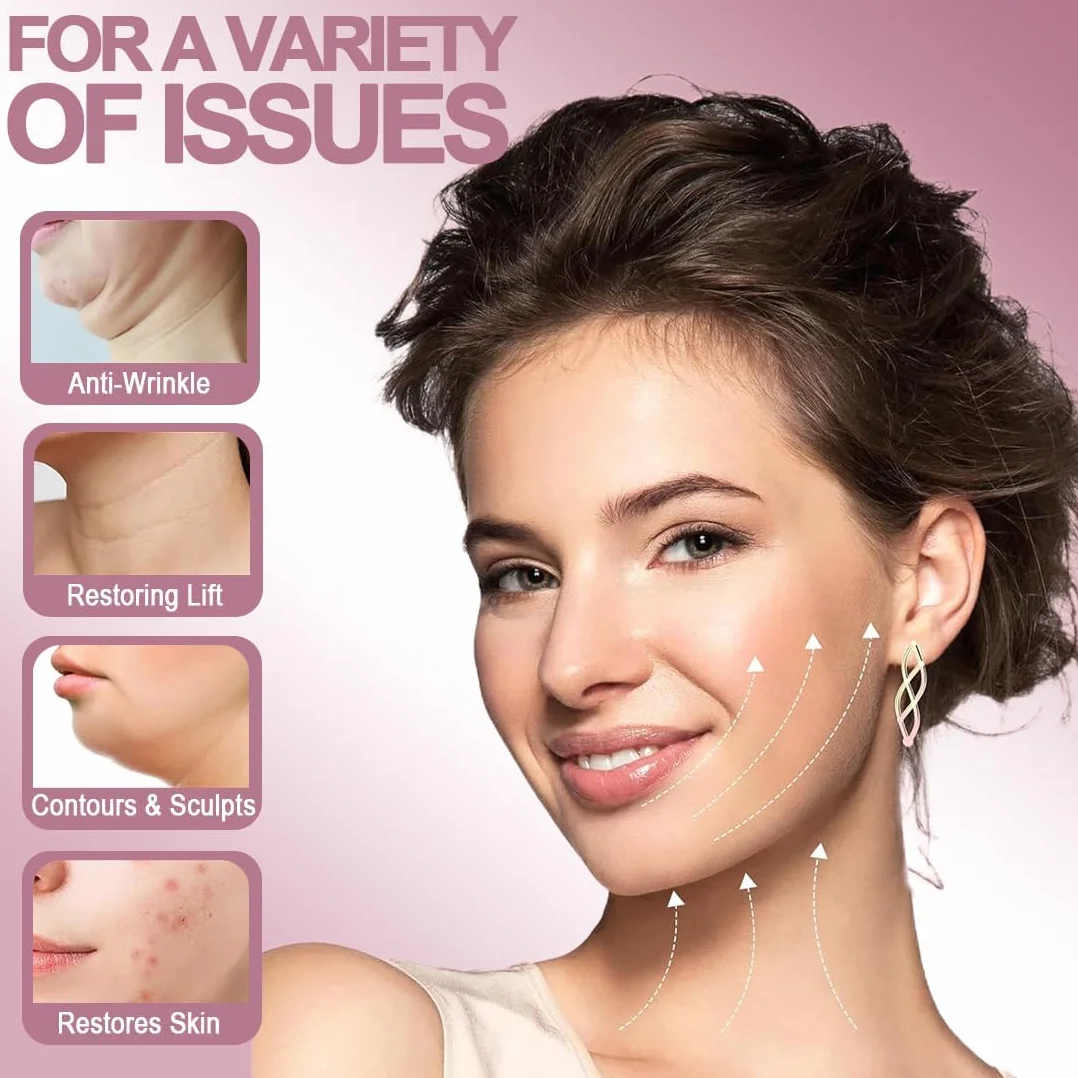 Masque Visage Liftant Réutilisable en Forme de V, Raffermissant Anti-Affaissement, Rose
