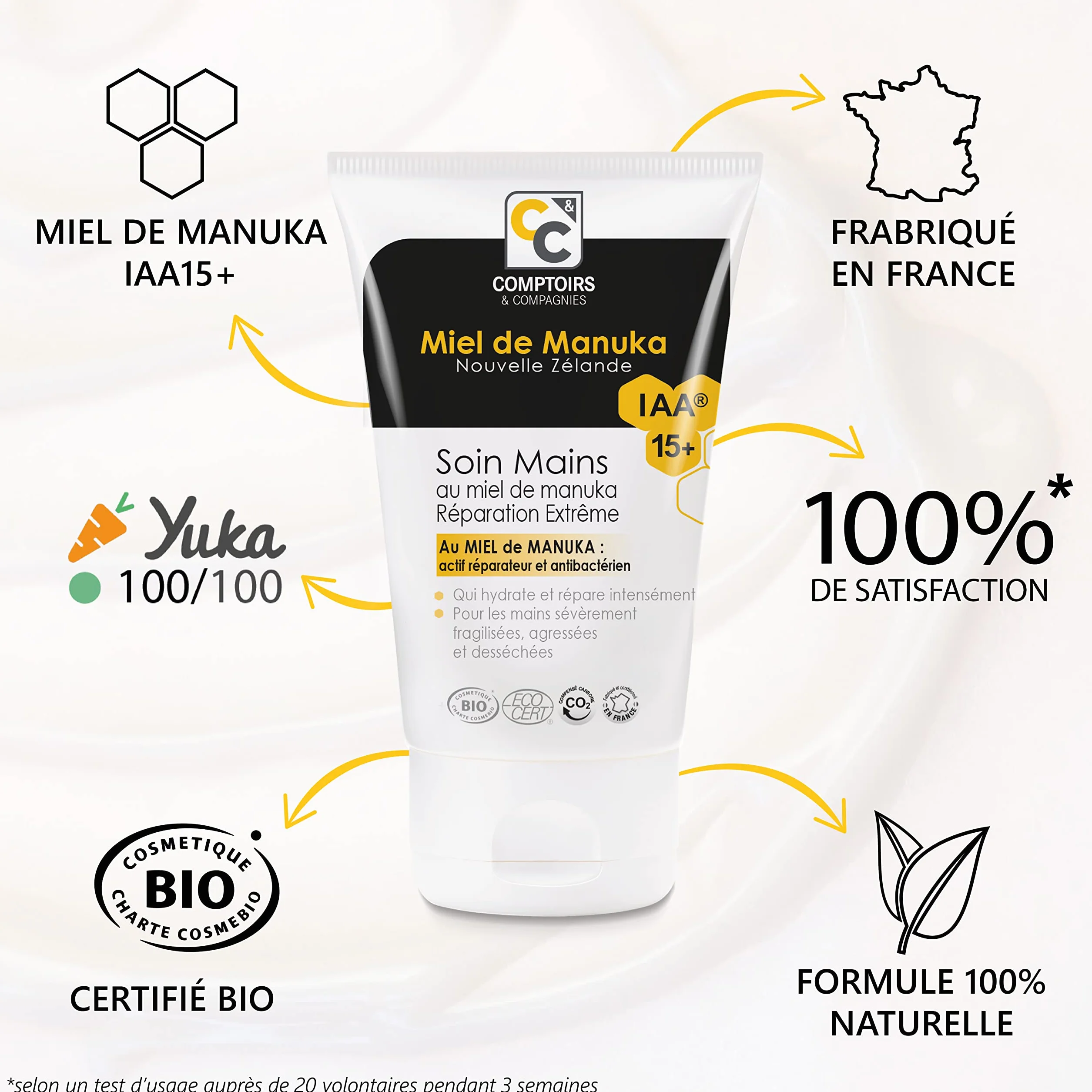COMPTOIRS ET COMPAGNIES Soin Mains Réparation Extrême au Miel de Manuka IAA15+ 50ml Certifié Bio