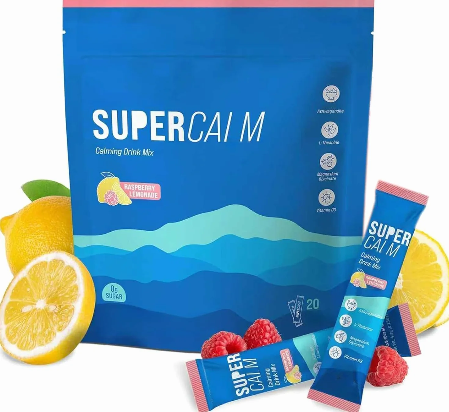 Super-Calm Relaxation Drink Mix, Saveur Citron – Favorise la Concentration et Soulage le Stress, Formule Pure (1 Pack)