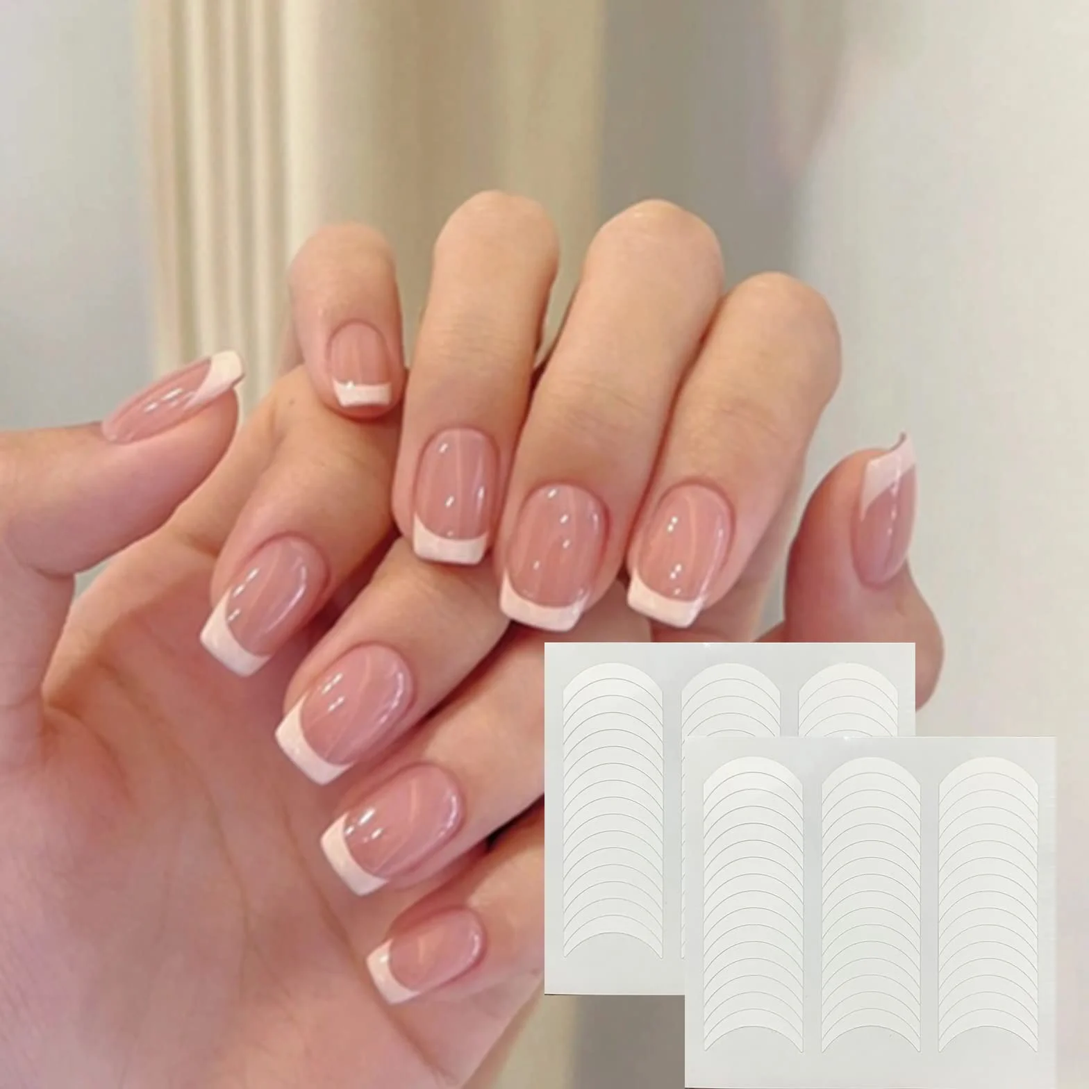 Autocollants Ongles Français Auto-Adhésifs Blanc en Forme de Demi-Lune 1200 PCS pour Manucure