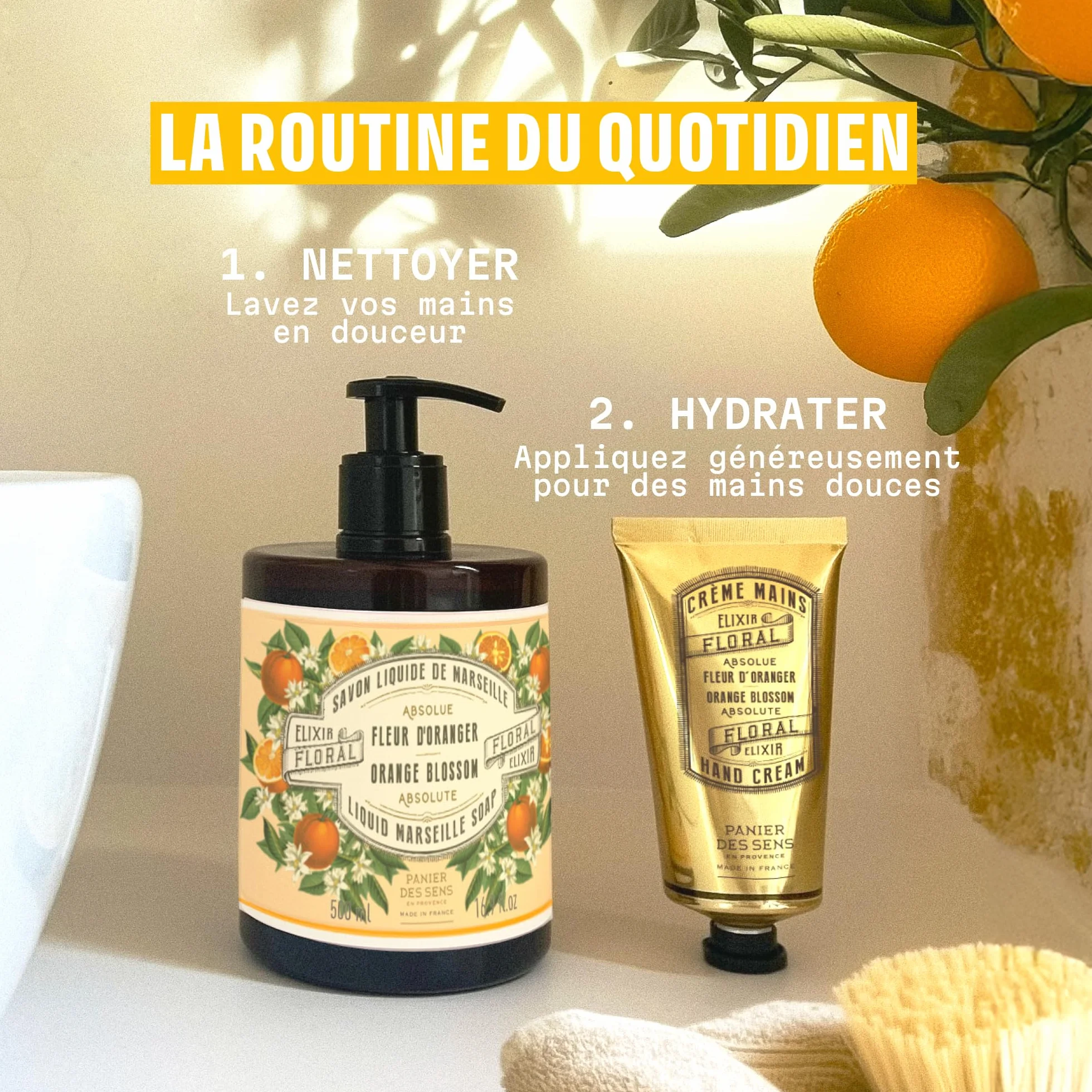 Panier des Sens Crème Mains Peau Sèche Fleur d'Oranger Hydratante Huile d'Olive et d'Amande 75 ml