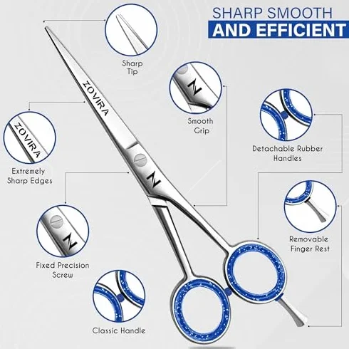 Zovira ciseaux de coiffure 6 pouces acier inoxydable professionnels