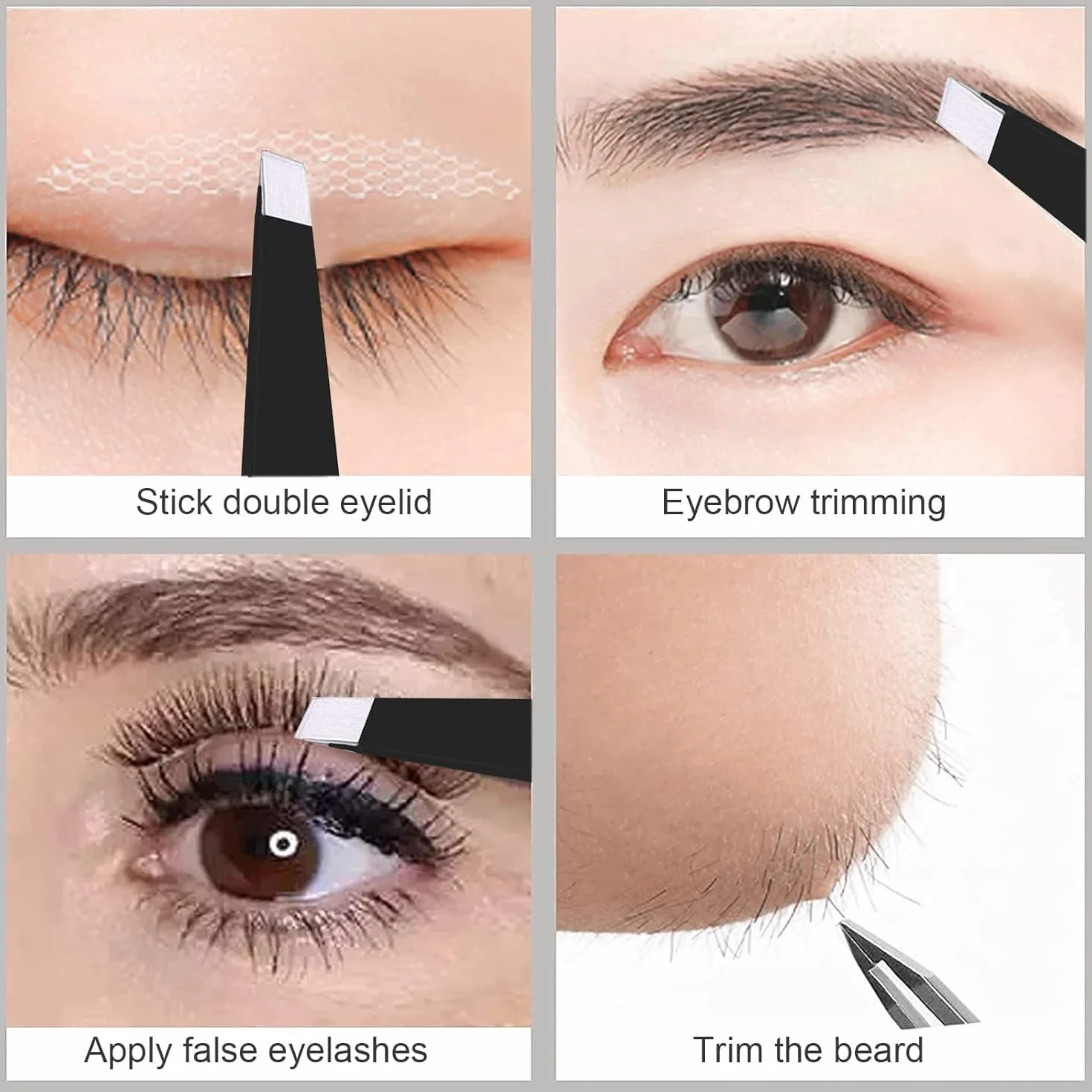 Pince à épiler les sourcils oblique professionnelle en acier inoxydable