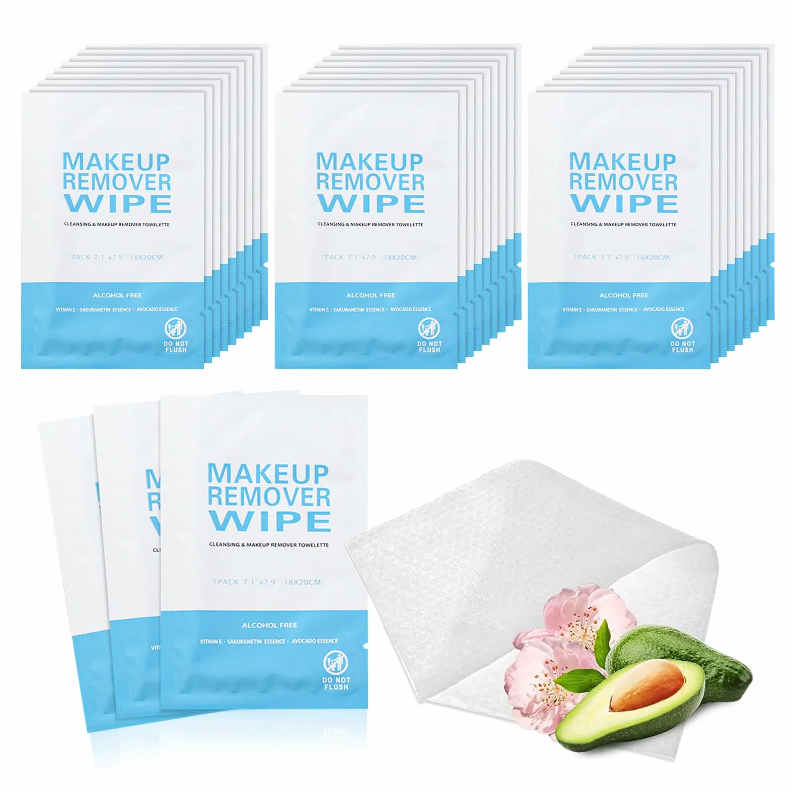 Lot de 100 lingettes démaquillantes individuelles, lingettes nettoyantes, chiffon démaquillant de voyage pour voyage, hôtel, soins de la peau, nettoyage du visage