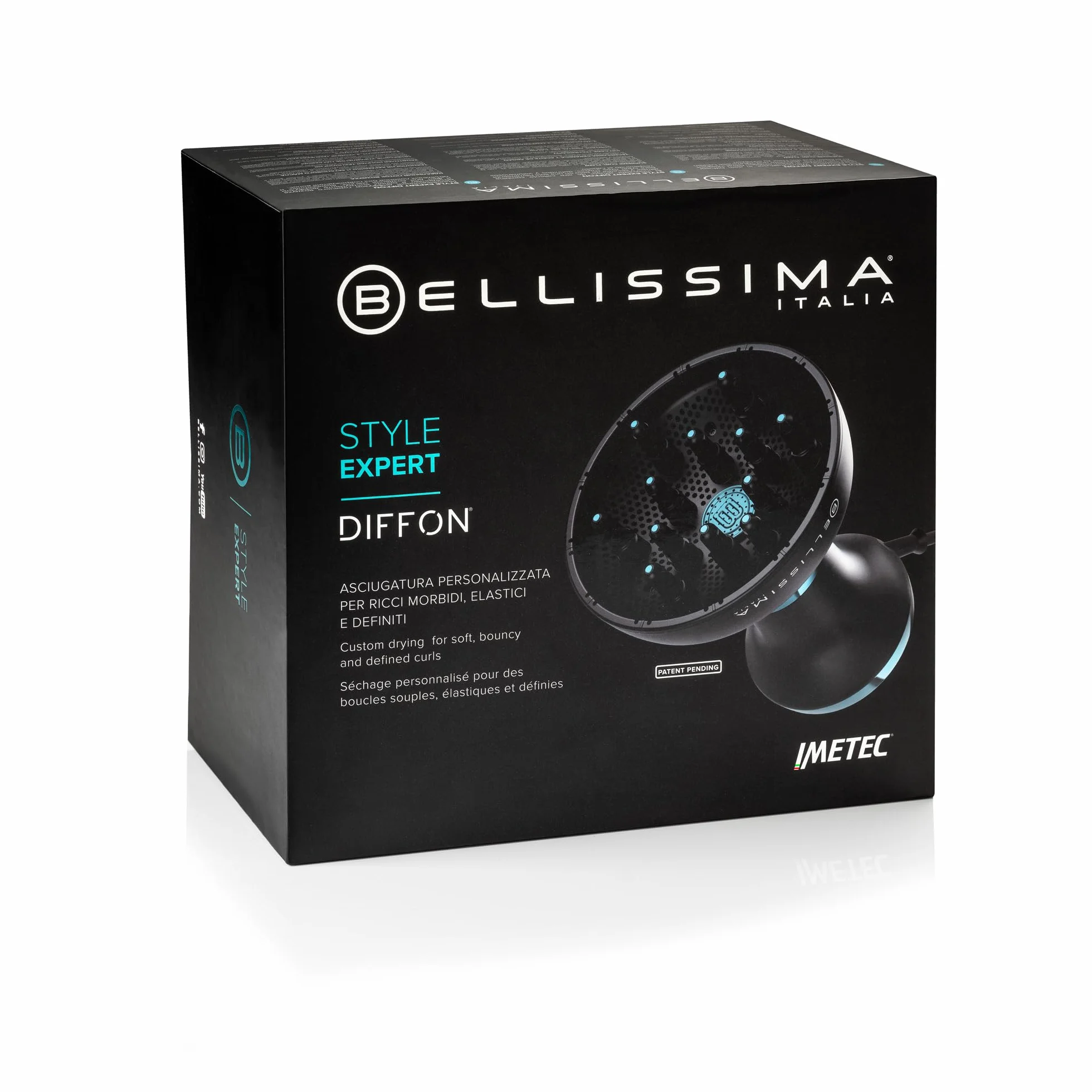 Bellissima Style Expert Diffon Diffuseur d'air chaud XL professionnel pour cheveux bouclés, technologie ionique anti-frisottis, 2 vitesses, 3 températures, câble de 3 m, séchage délicat