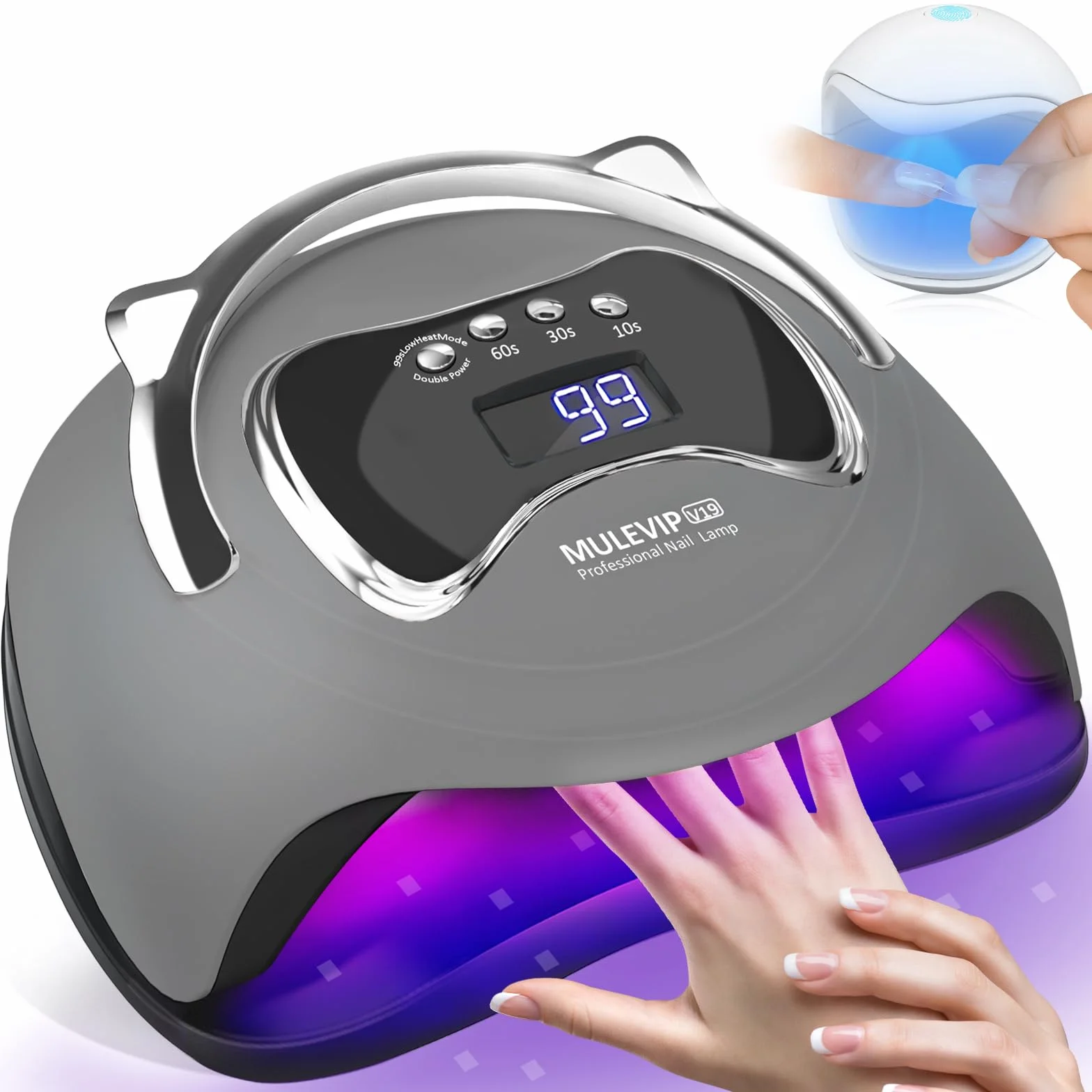 Lampe UV Ongles Gel 180W Lampe UV Lampe LED Ongle,Lampe UV LED Machine UV Led pour Ongles 4 Minuteries 10s/30s/60s/99s, avec Mini Lampe UV Ongles Gel,Base Amovible, pour Toutes Les Gels
