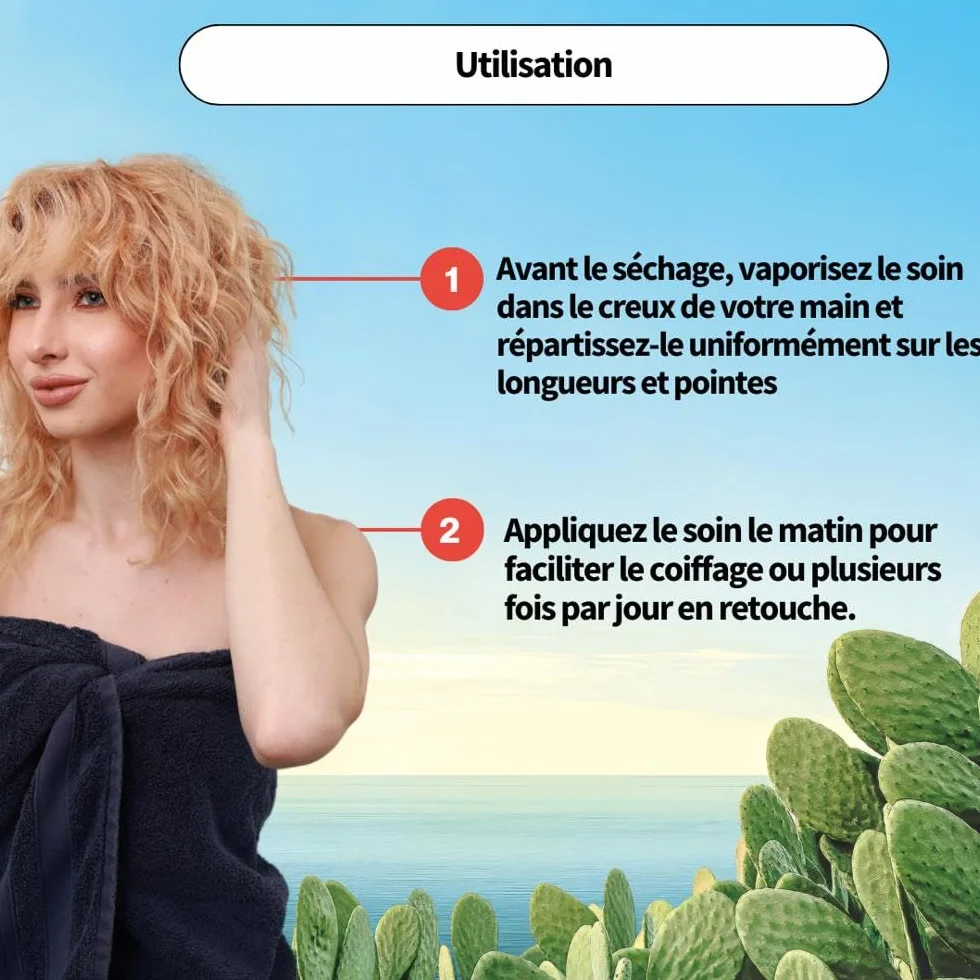 Shaeri Soin Quotidien Spray Sans Rinçage Hydratant Démêlant Thermo-Protecteur Anti-Frizz Cheveux Secs Figue de Barbarie Jojoba Amande Douce 100 ml