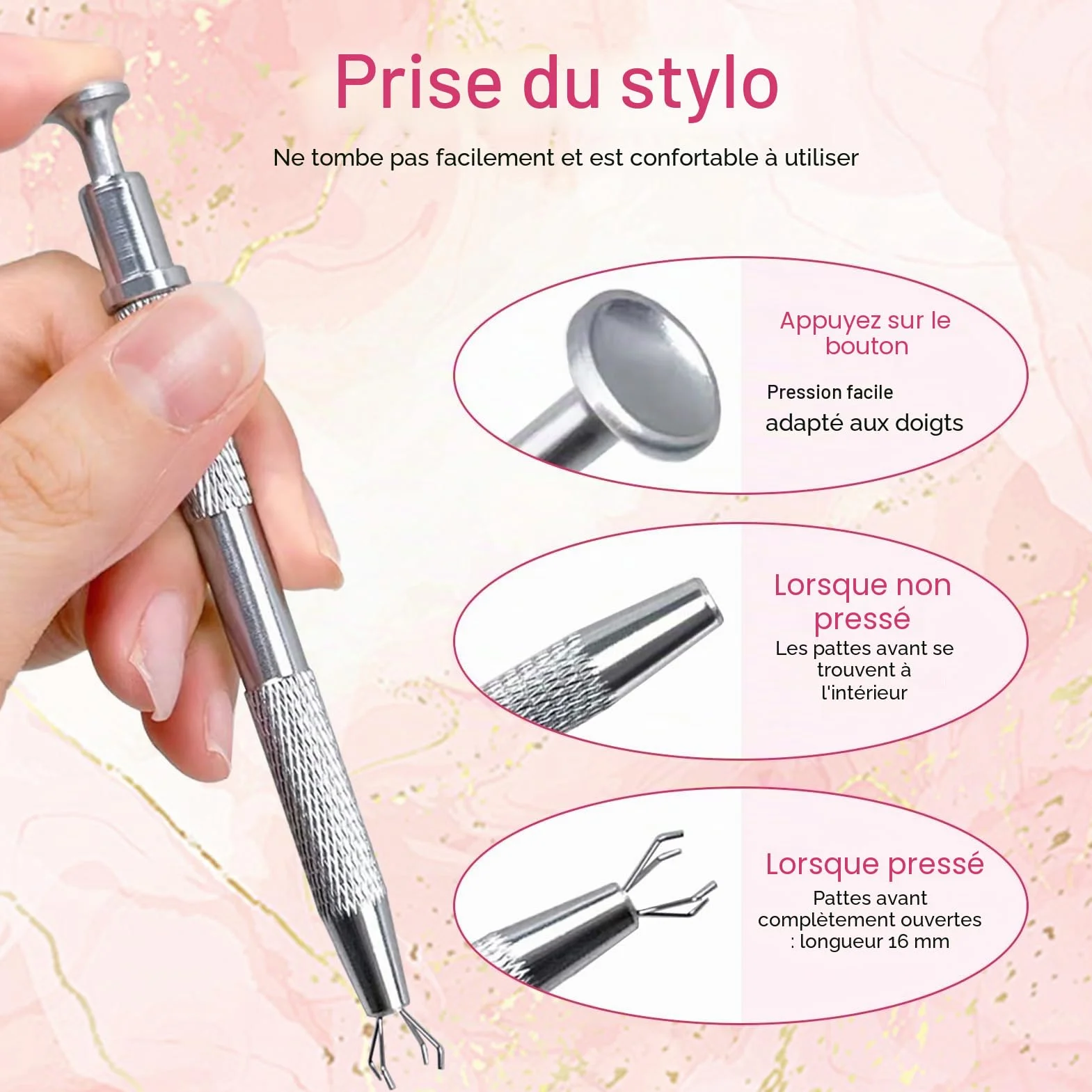 Lot de 100 éponges de nailart avec pince en métal
