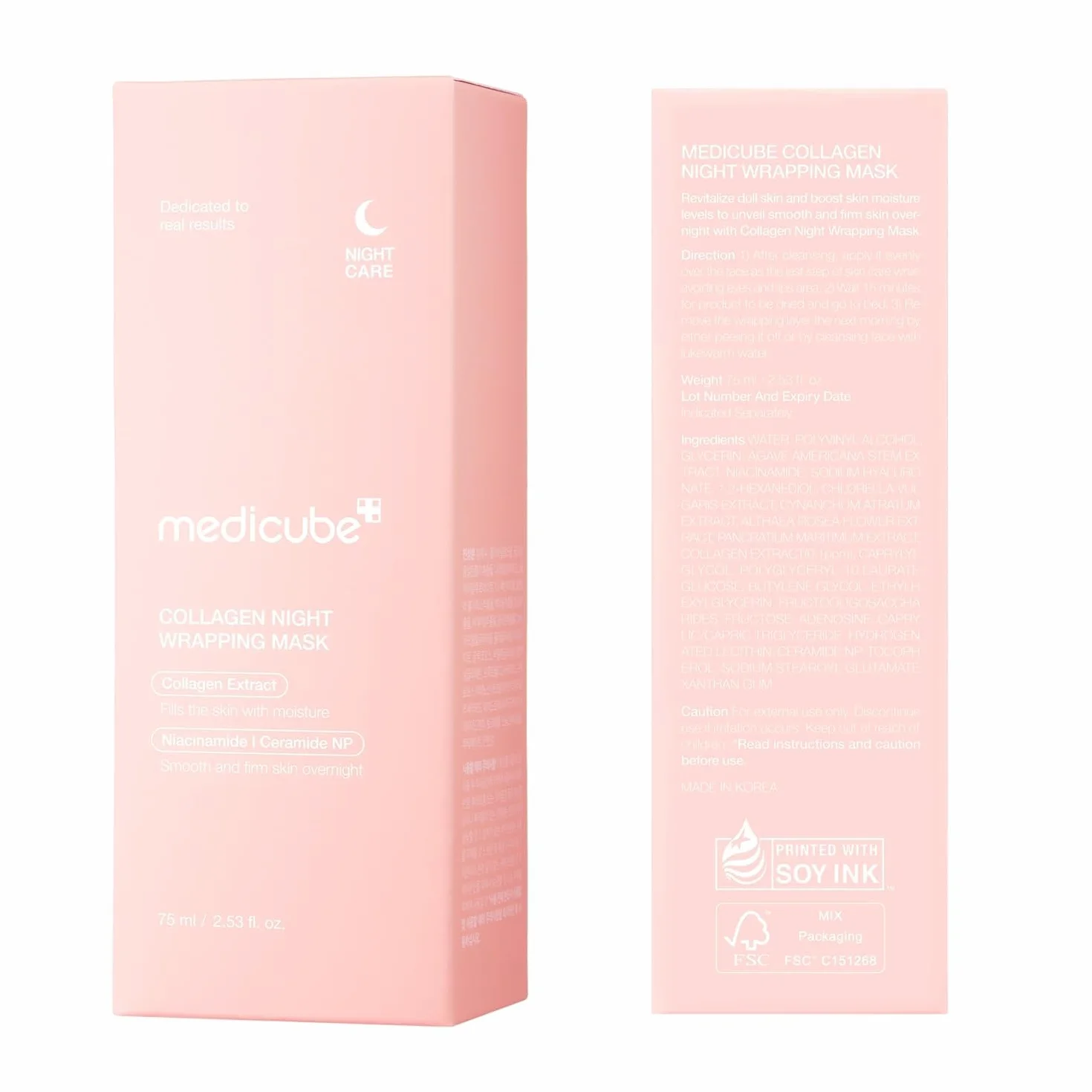 Medicube Masque de Nuit Wrapping au Collagène Peel-Off 75ml Soin Élasticité Hydratation Glass Skin