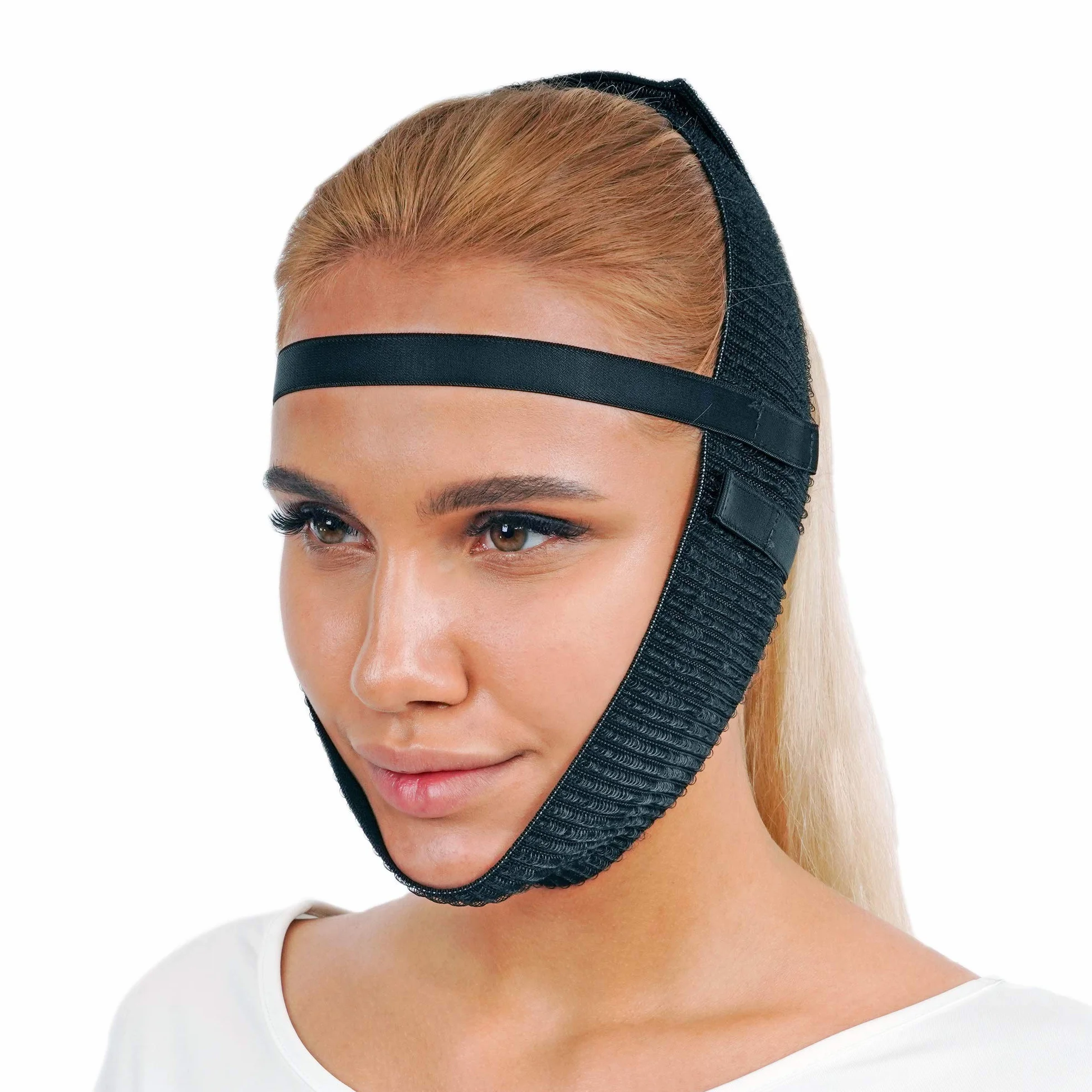 Vêtement de compression post-chirurgie, bande de menton, kit de levage du visage, amincissant le visage, raffermissement des bajoues (noir)