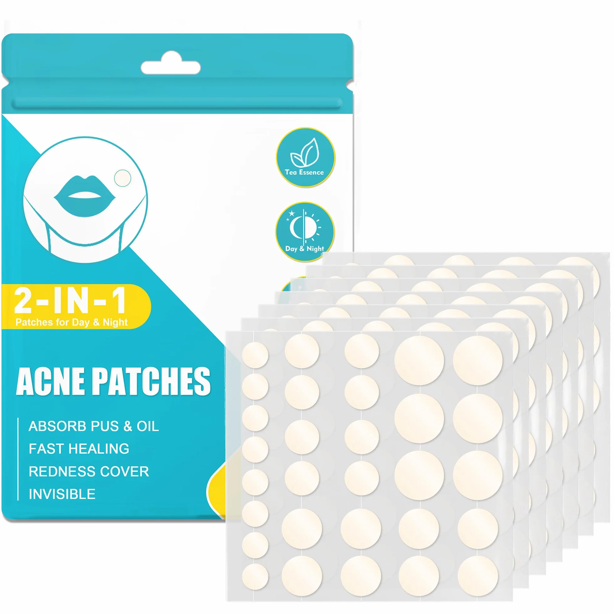 Patch Bouton Hydrocolloïde Acne Patches Anti Bouton Invisible Naturel Huile De Tea Tree Acide Salicylique 2-En-1 Imperméable